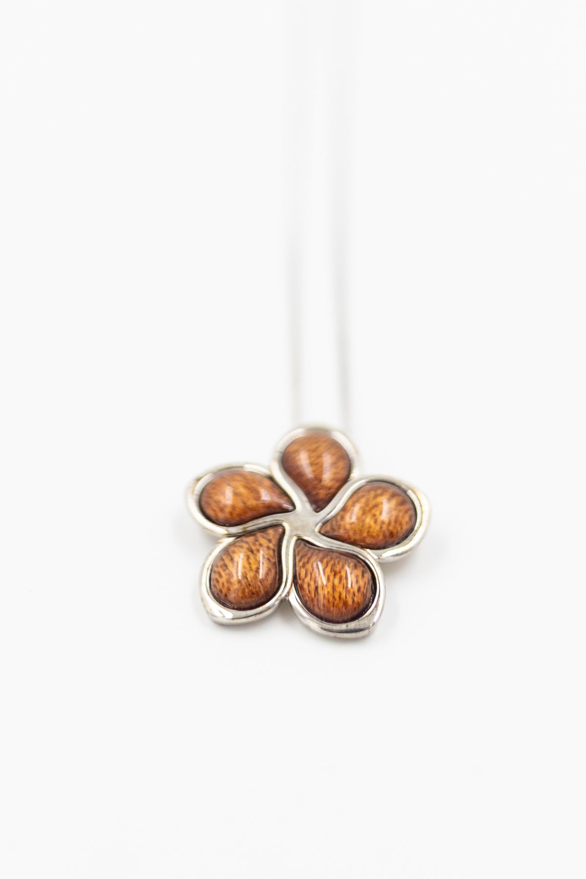 Koa Plumeria Sterling Silver Pendant