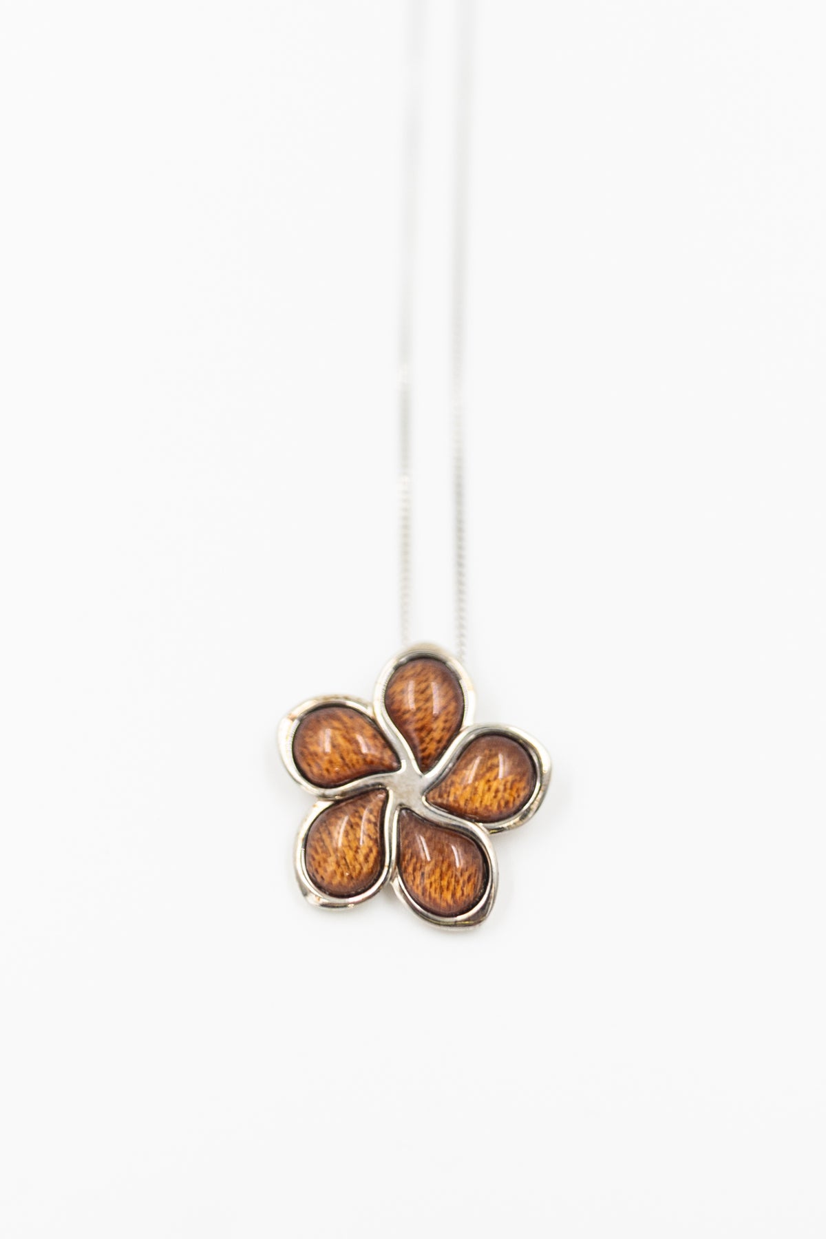 Koa Plumeria Sterling Silver Pendant