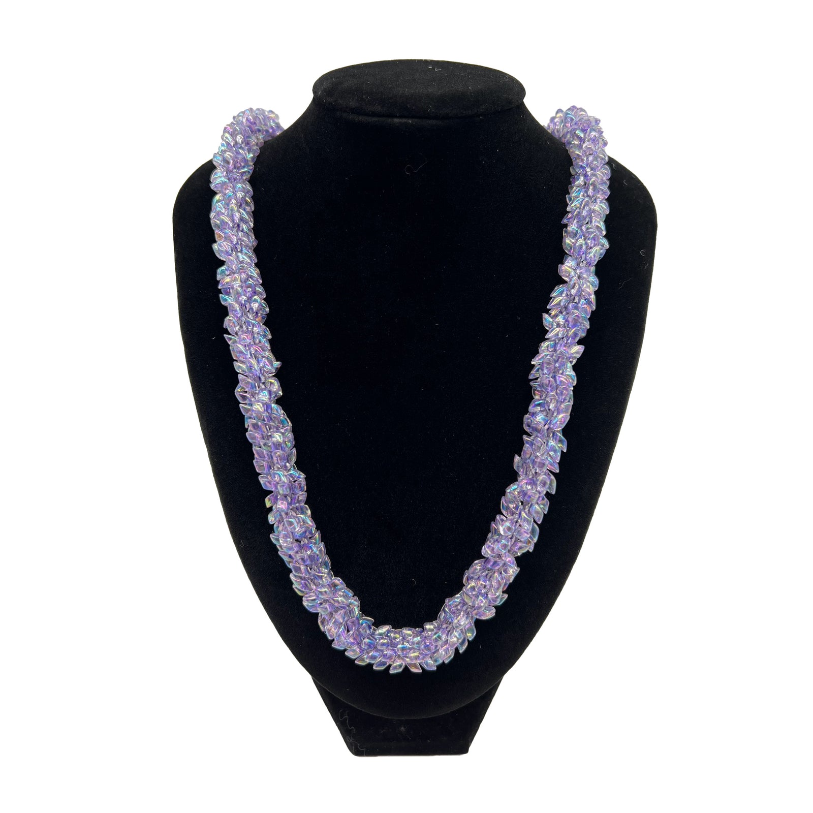 Lilac Lined Crystal Magatama Necklace - 30"/31"