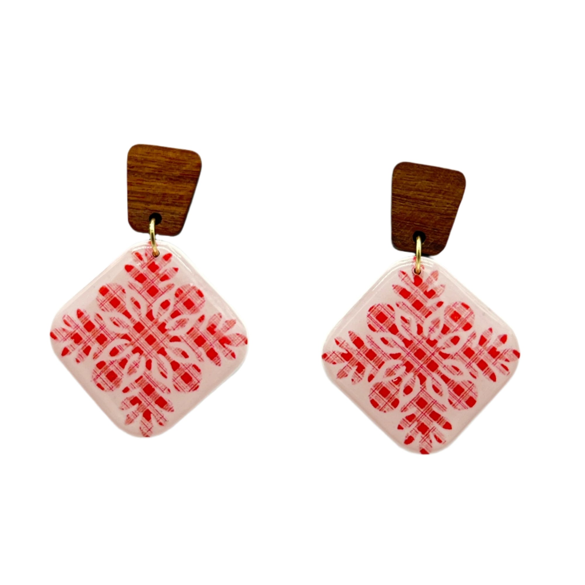 Quilt Earrings - Red