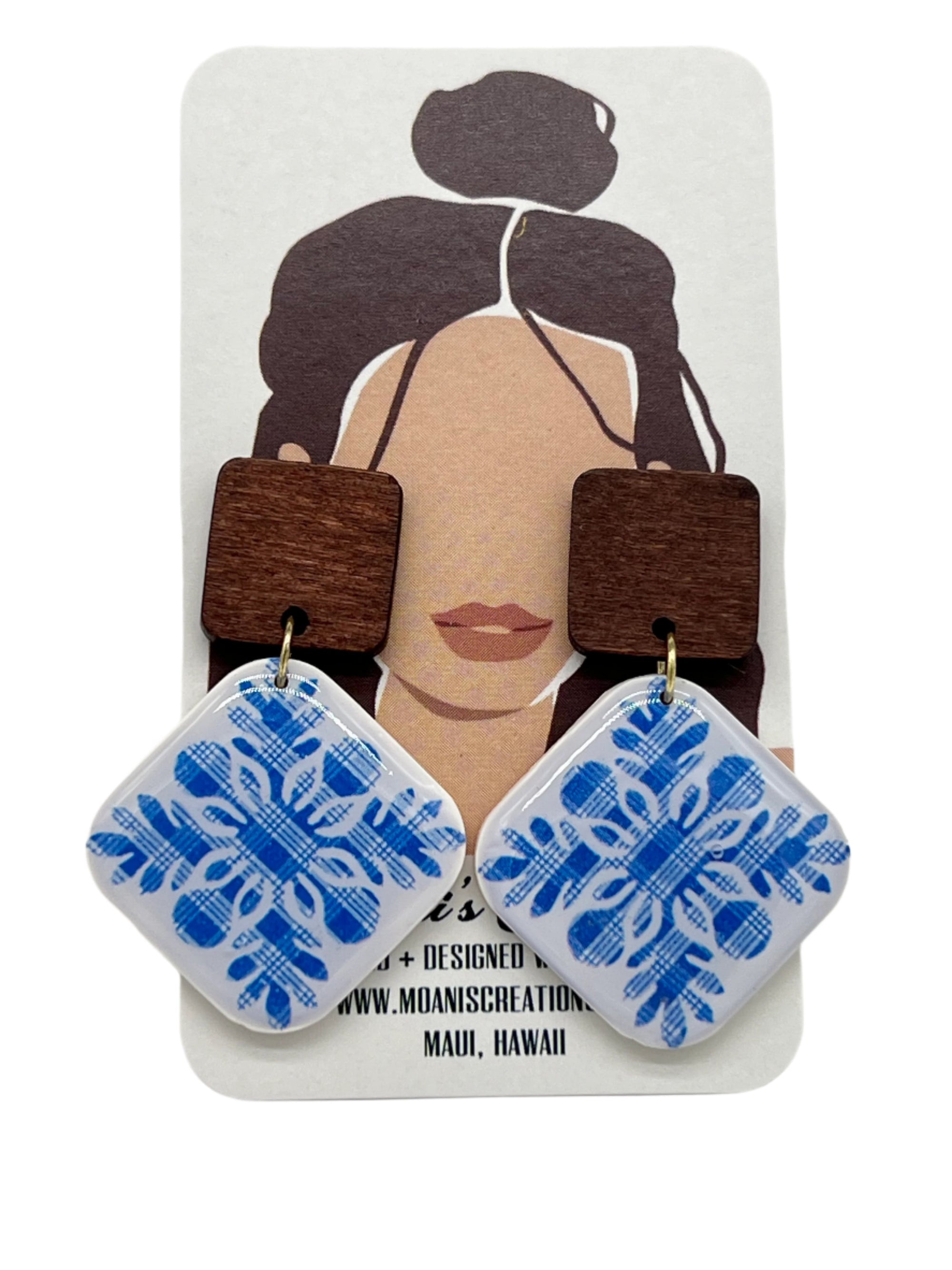 Quilt Earrings - Blue