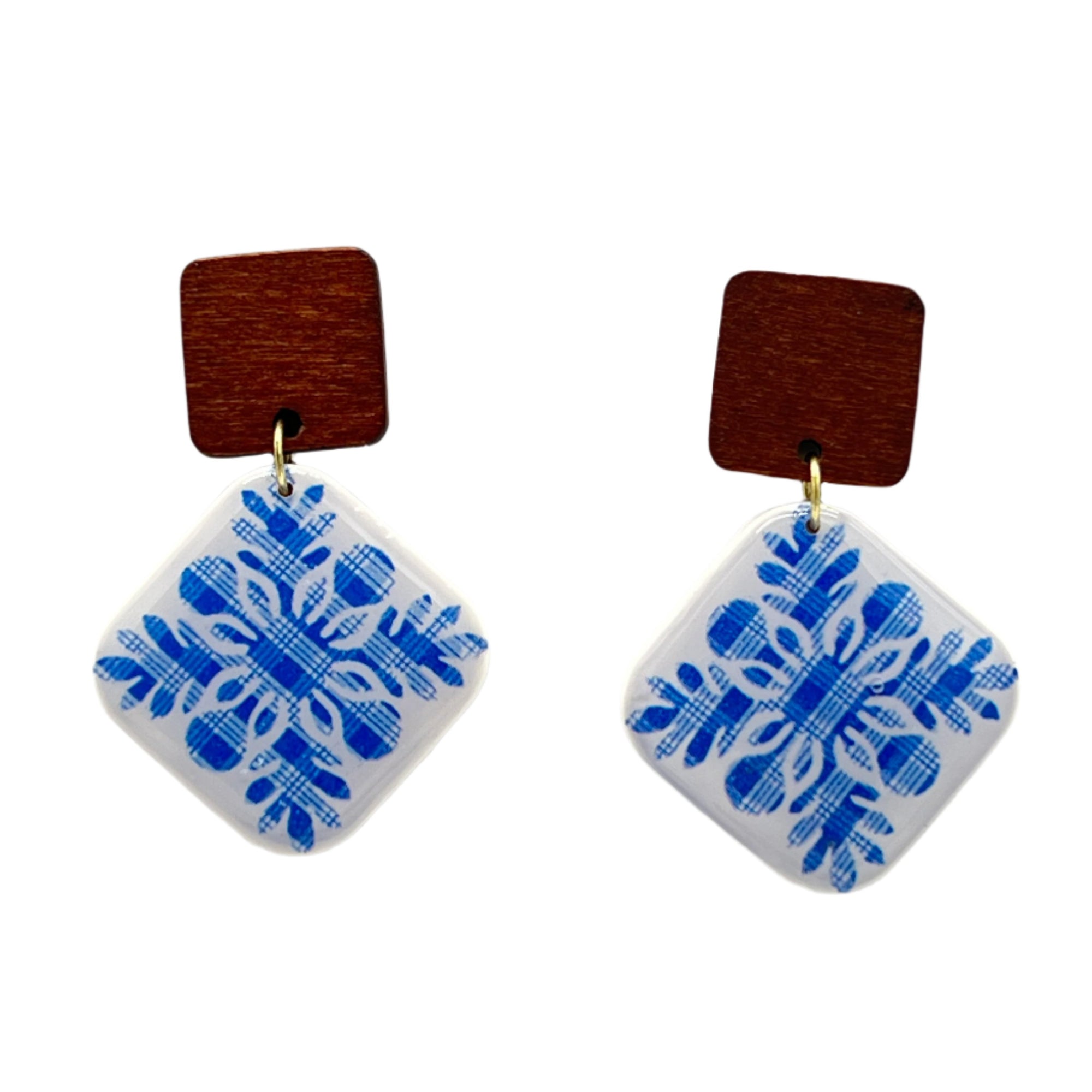 Quilt Earrings - Blue