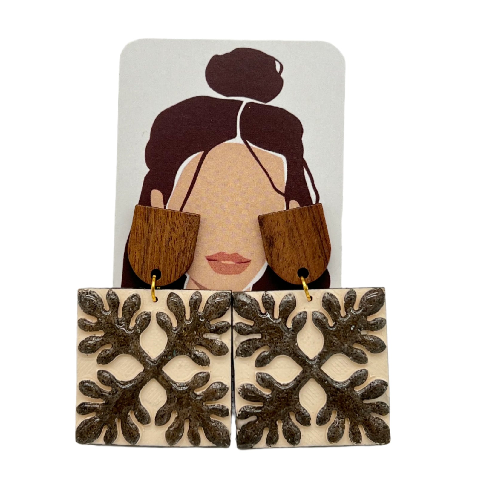 Quilt Earrings - Beige