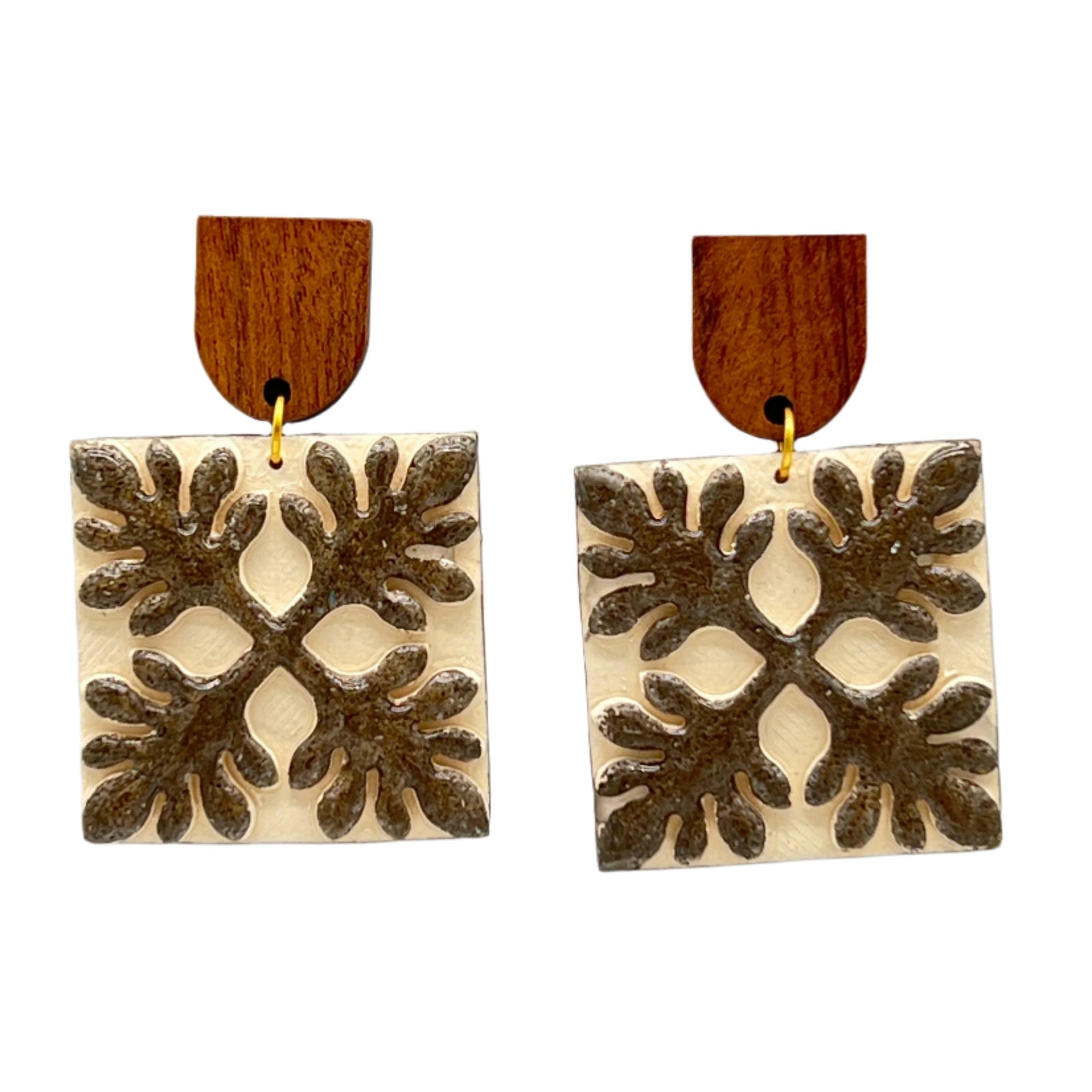 Quilt Earrings - Beige