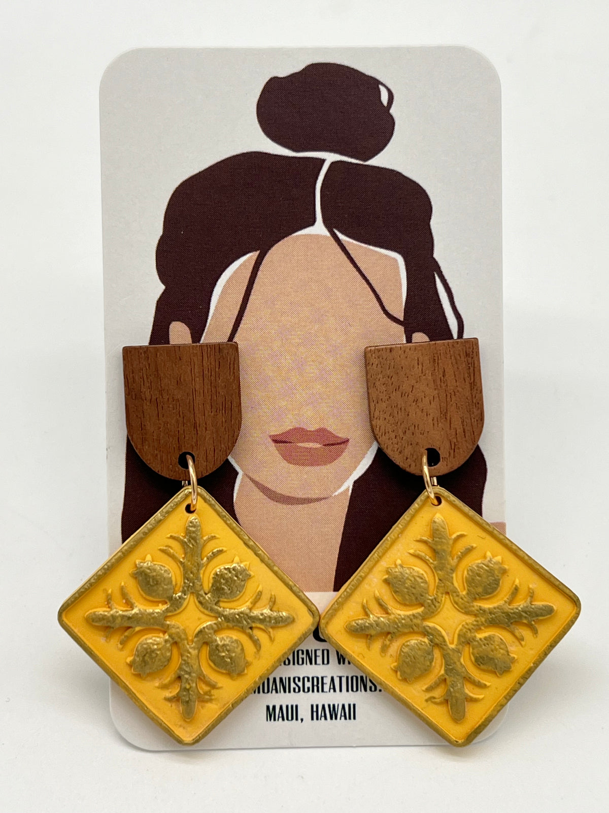 Quilt Earrings - Yellow &amp; Gold