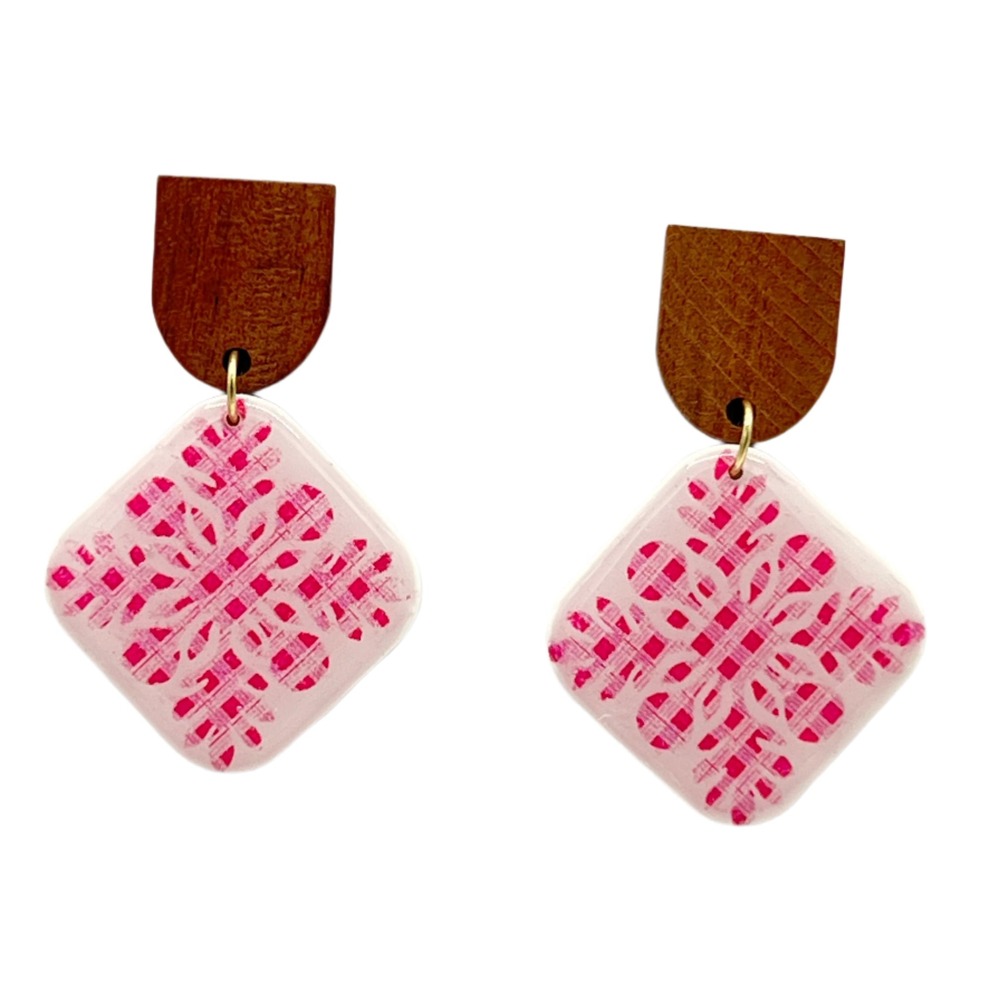 Quilt Earrings - Pink