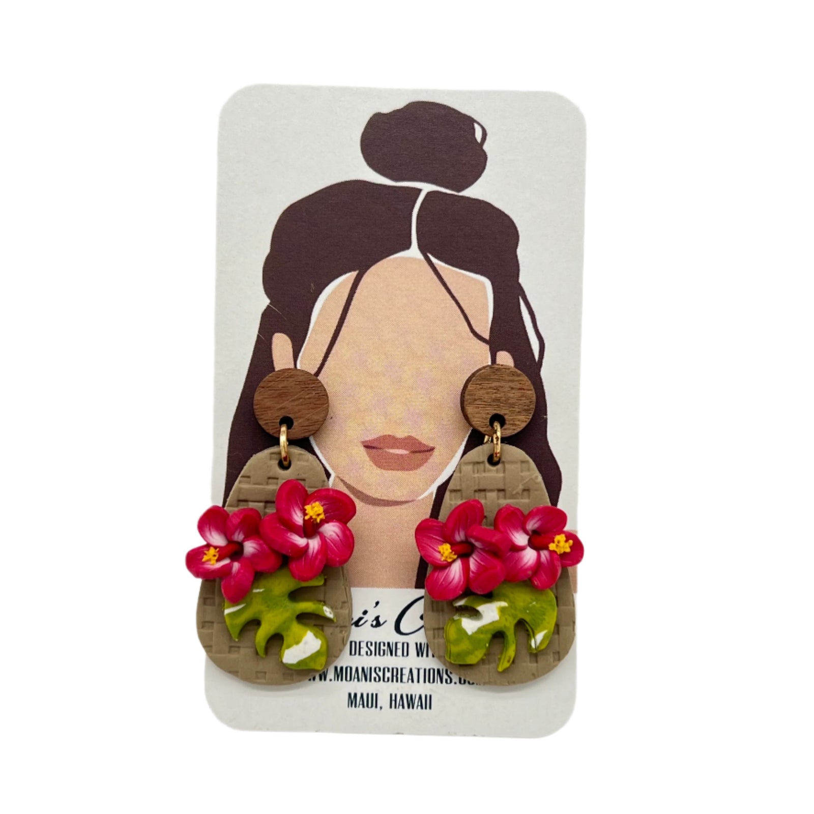 Red Hibiscus Earrings