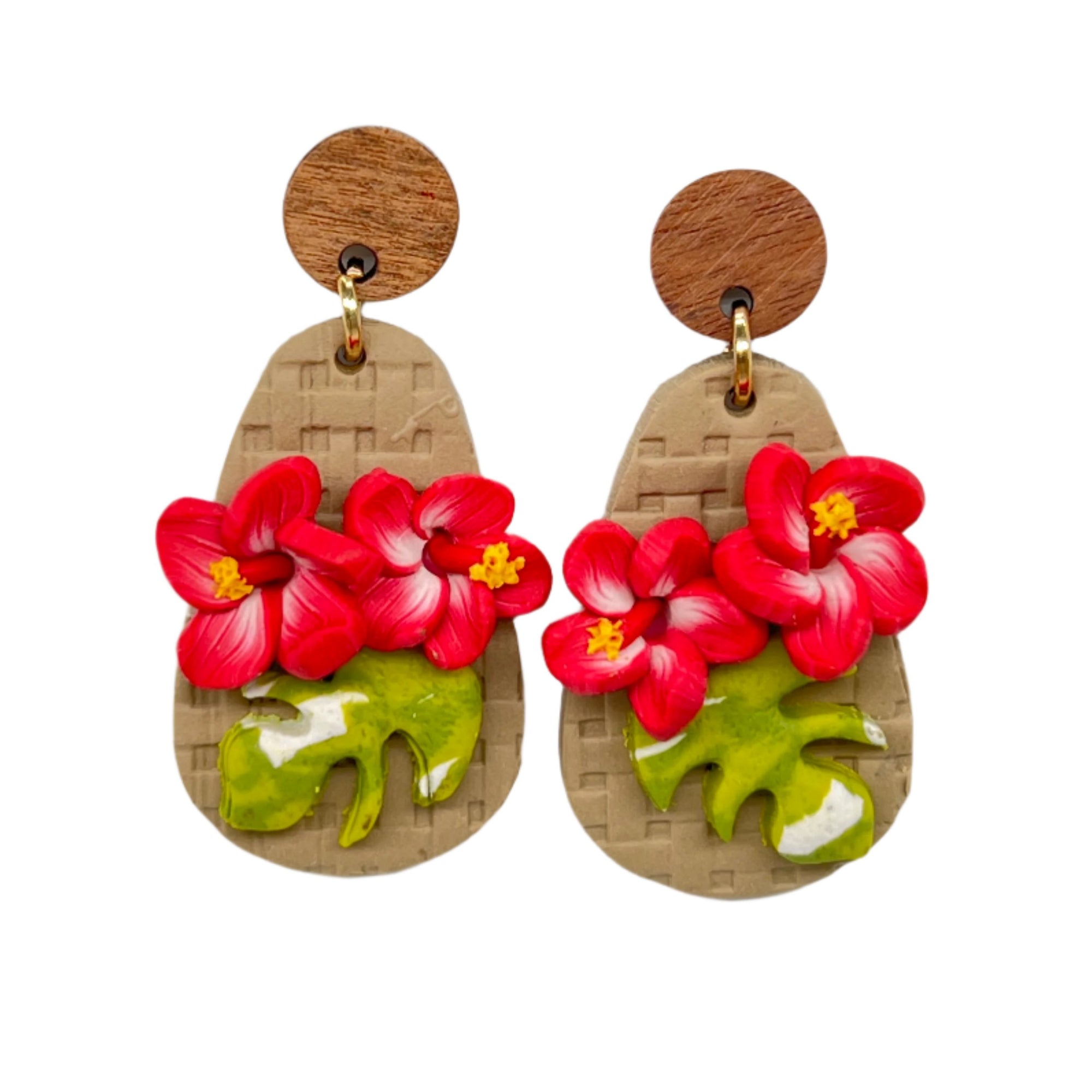 Red Hibiscus Earrings