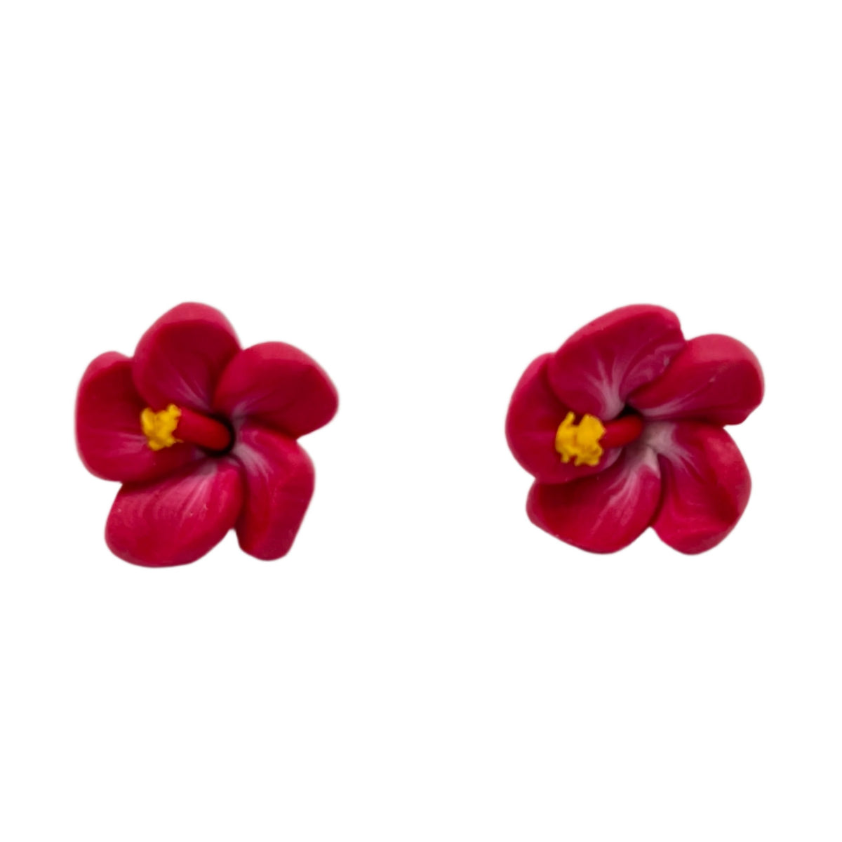Hibiscus Stud Earrings - Red