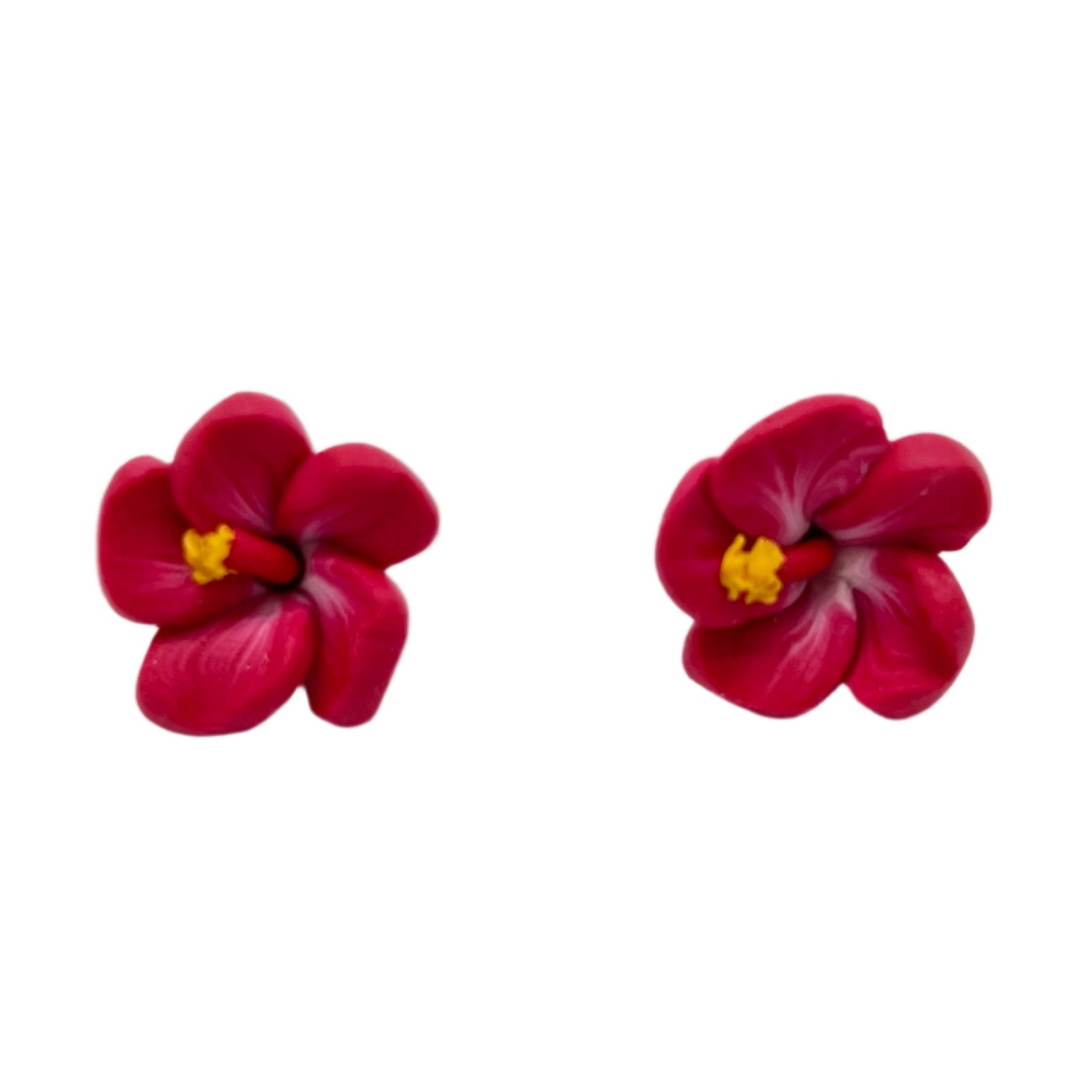 Hibiscus Stud Earrings - Red