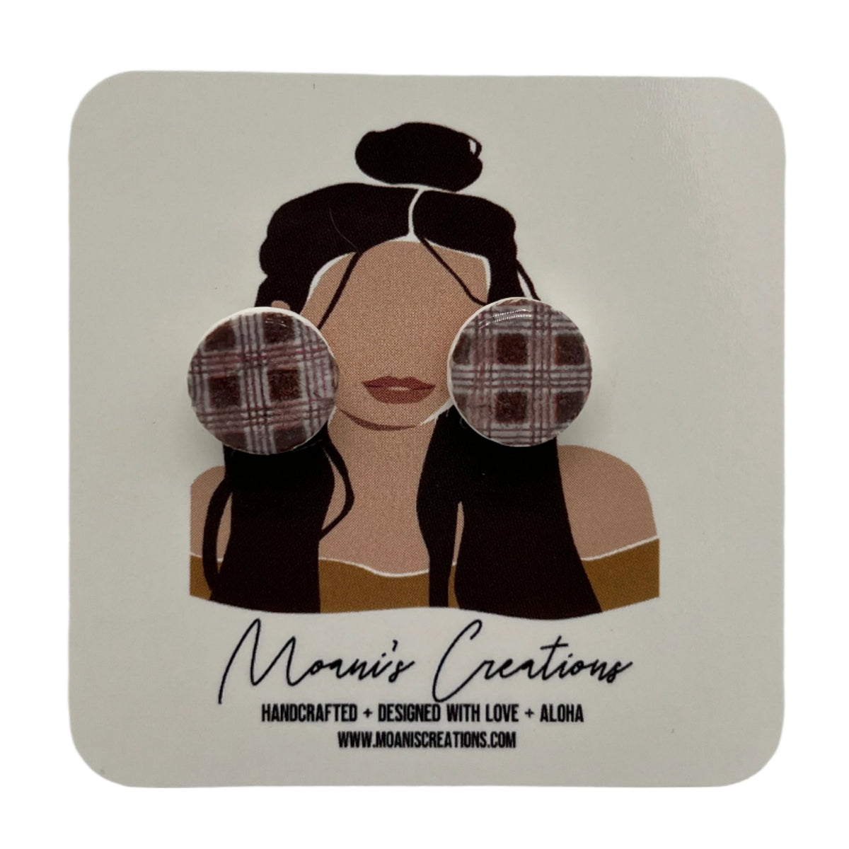 Palaka Stud Earrings - Brown