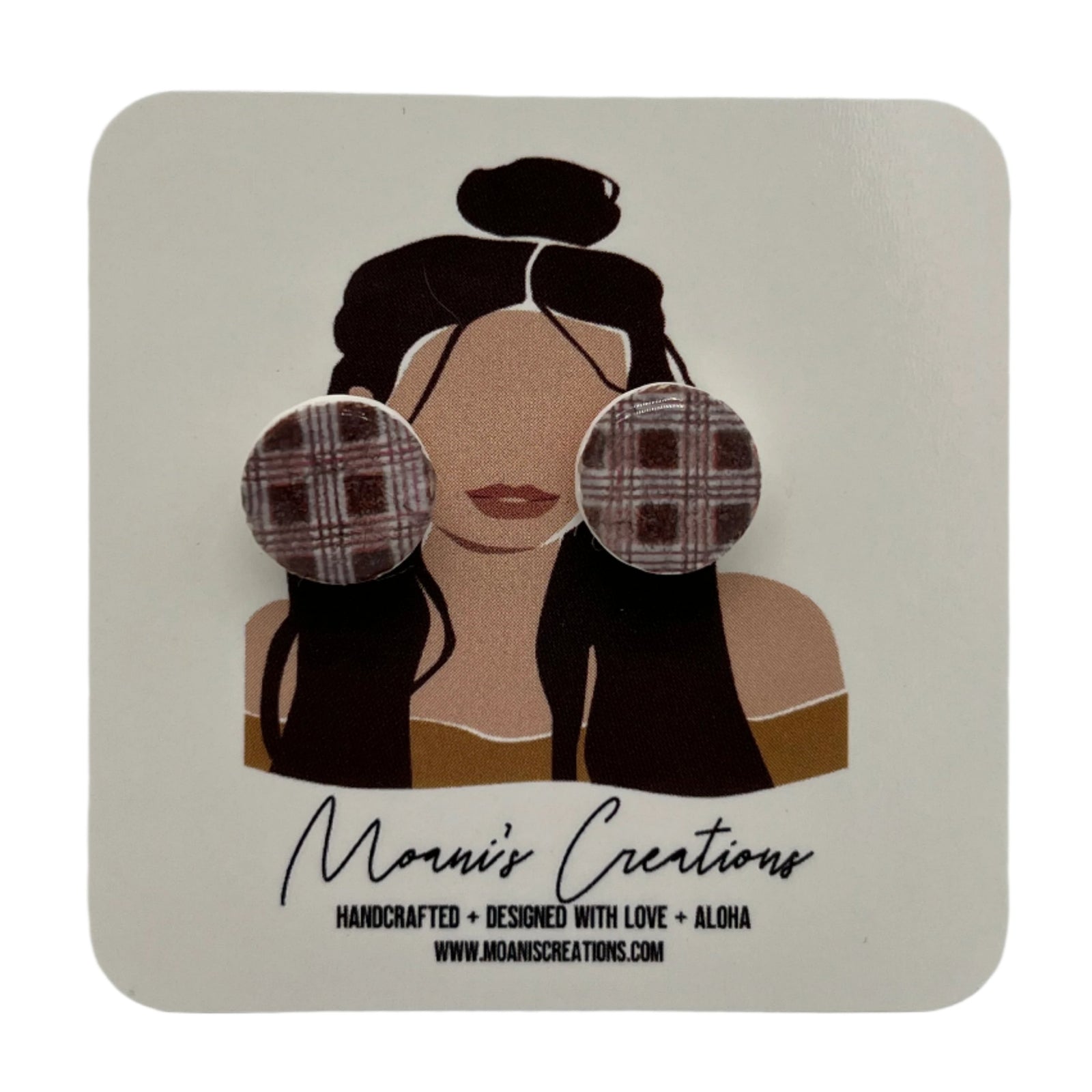 Palaka Stud Earrings - Brown