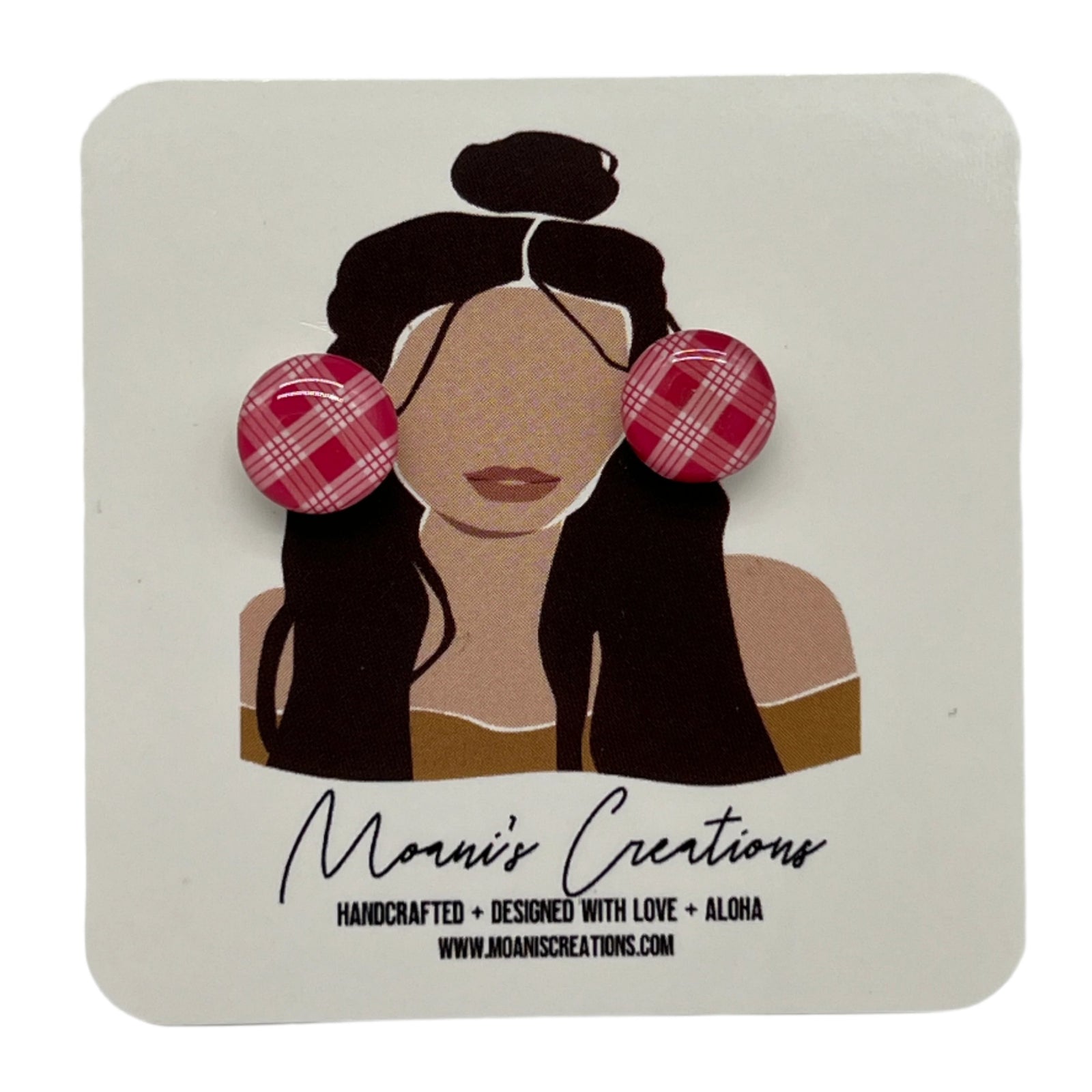 Small Palaka Stud Earrings - Red