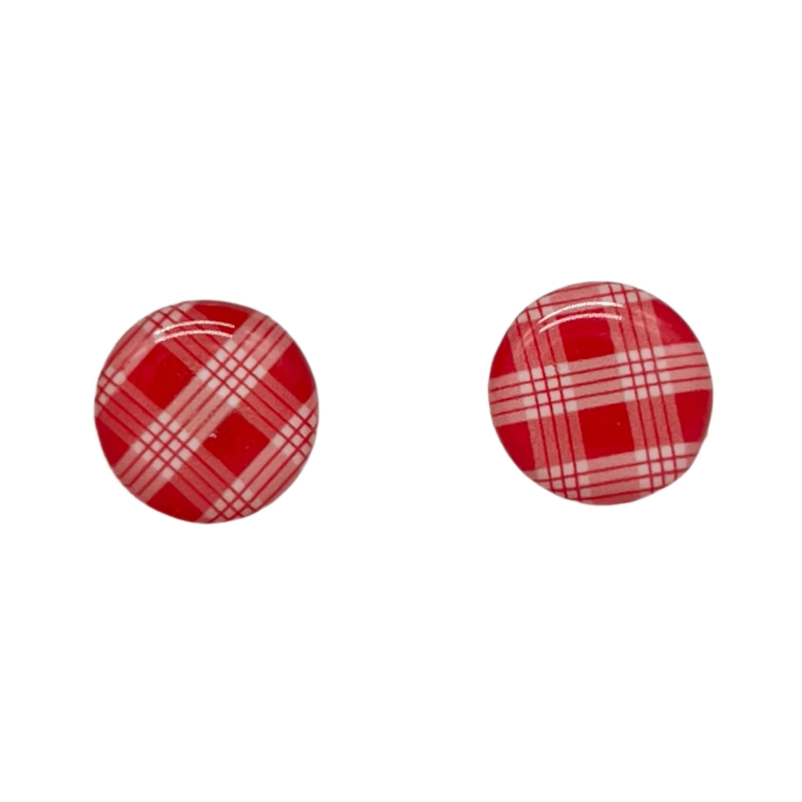 Small Palaka Stud Earrings - Red