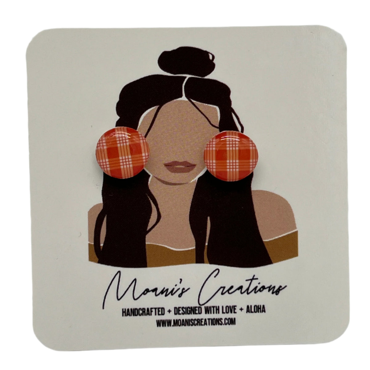 Small Palaka Stud Earrings - Red &amp; Orange