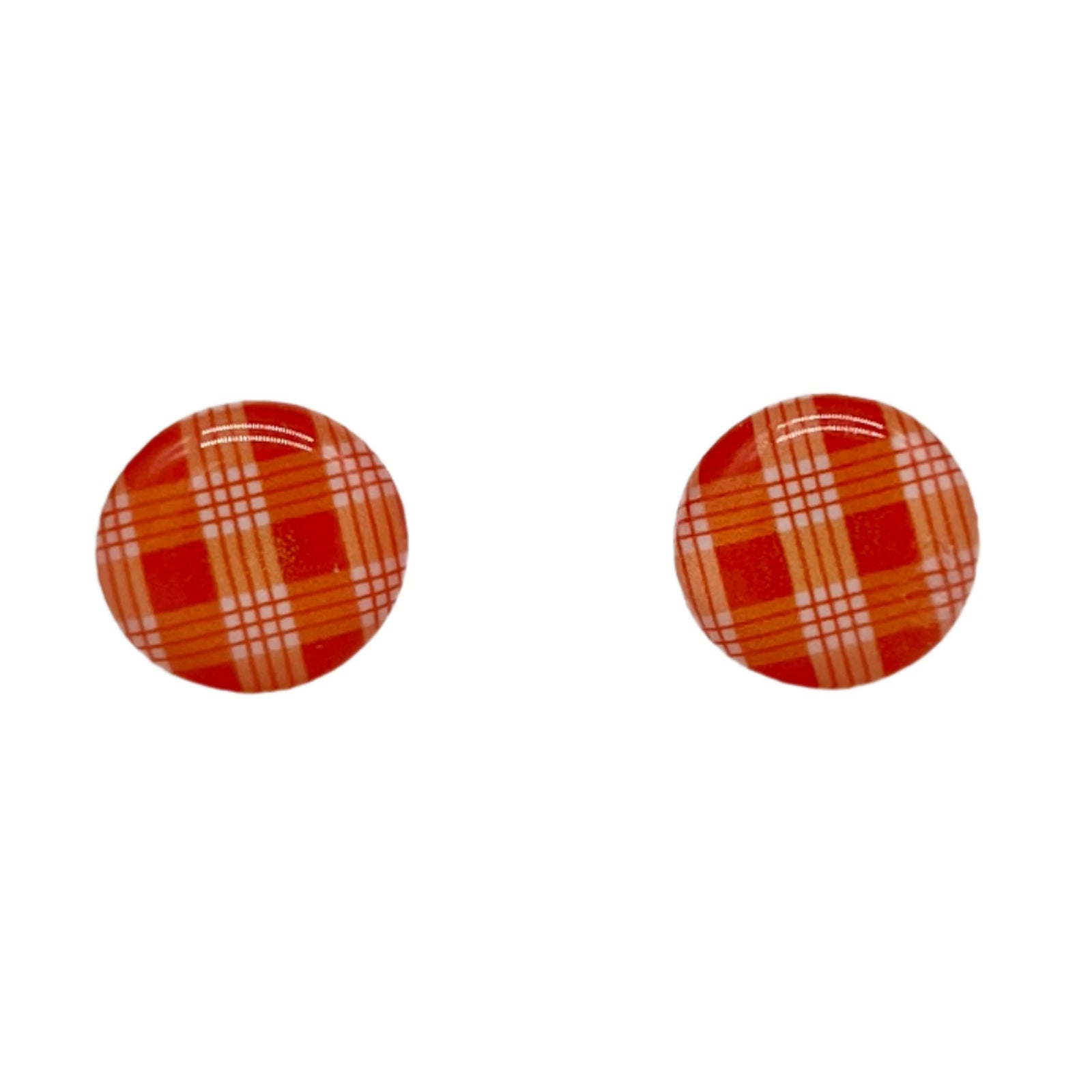Small Palaka Stud Earrings - Red & Orange