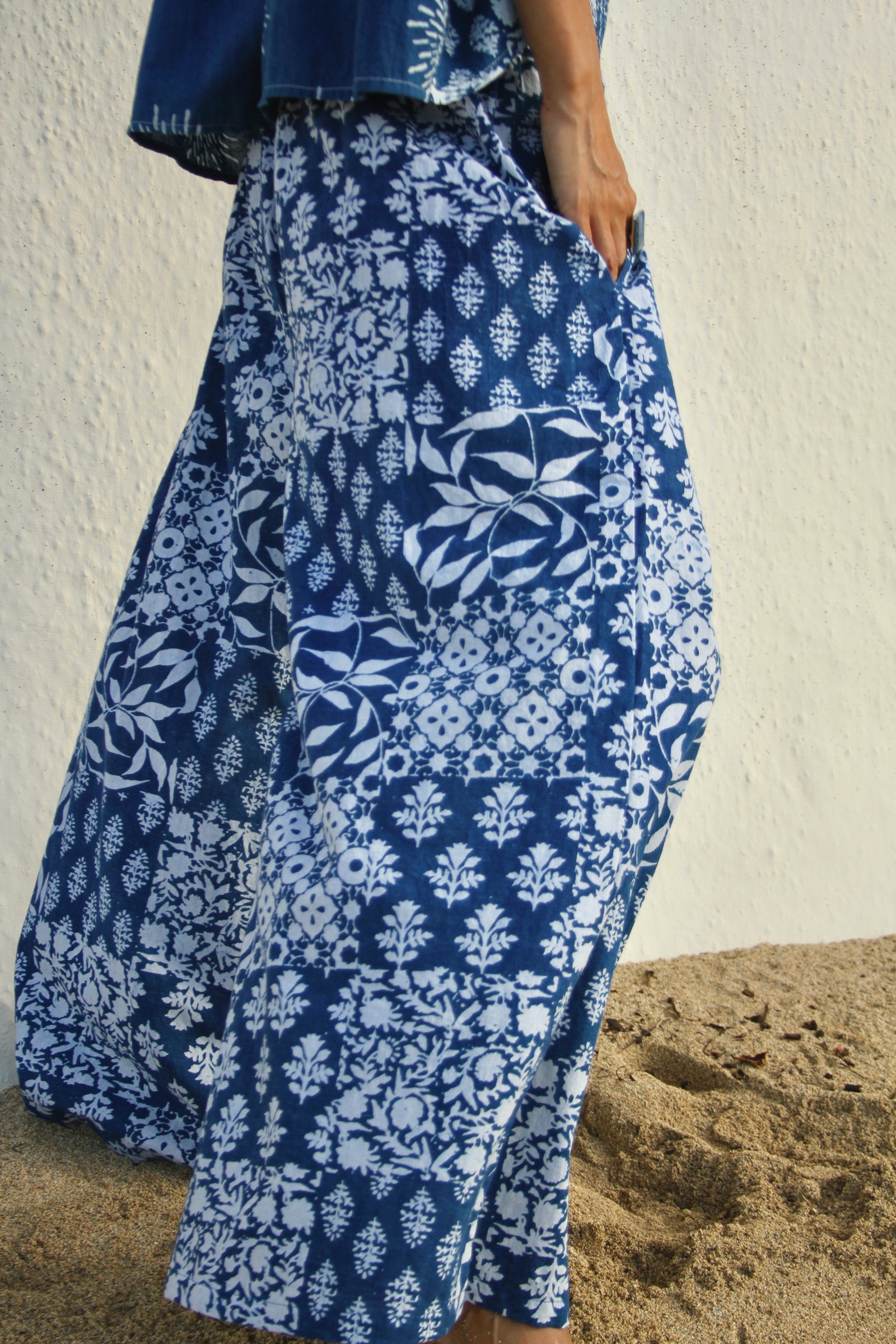 Women's Palazzo Pants - Moana in Indigo & White