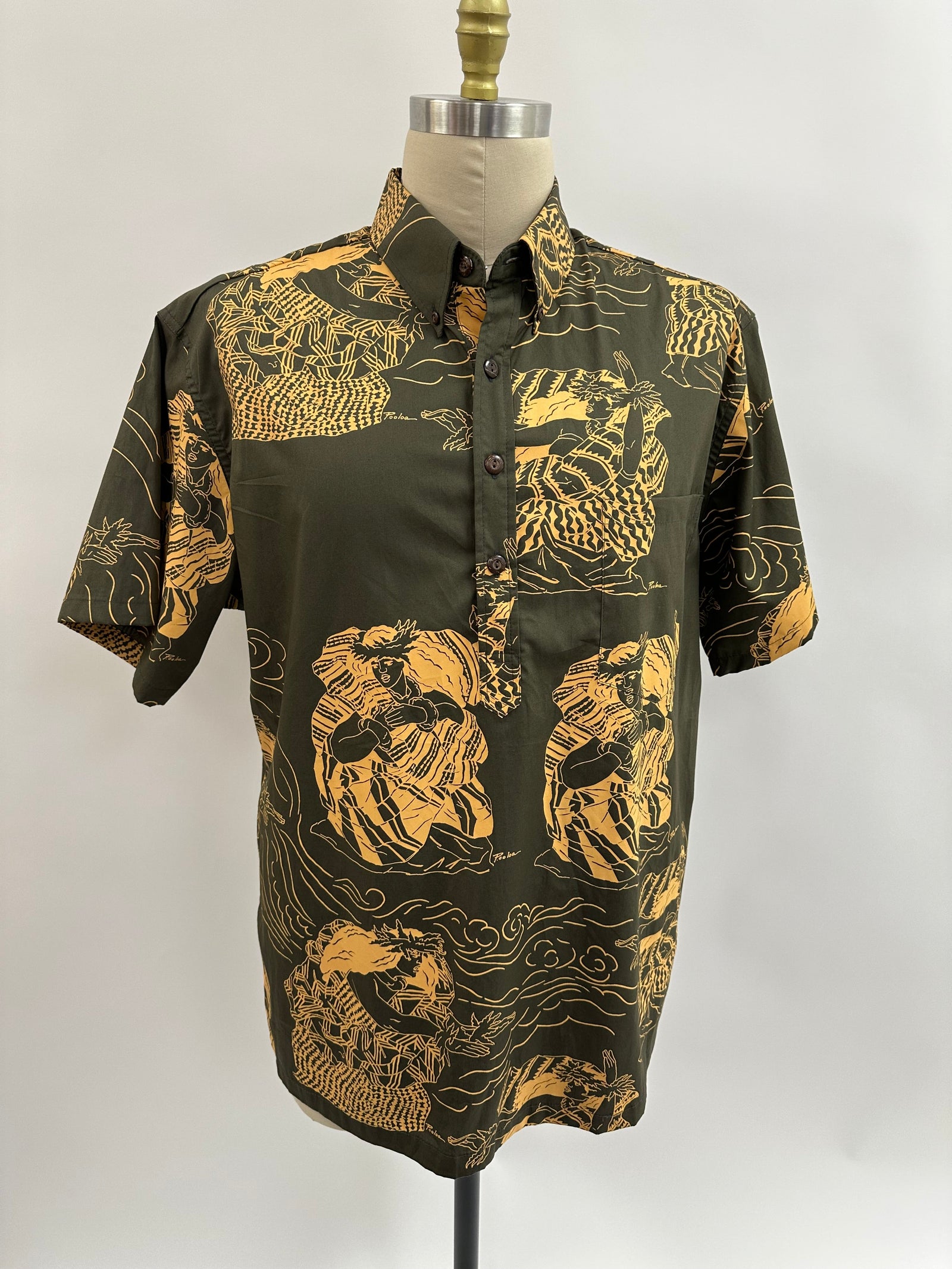 Pull Over Aloha Shirt | Na Ho'opa'a | Pumpkin on Sage