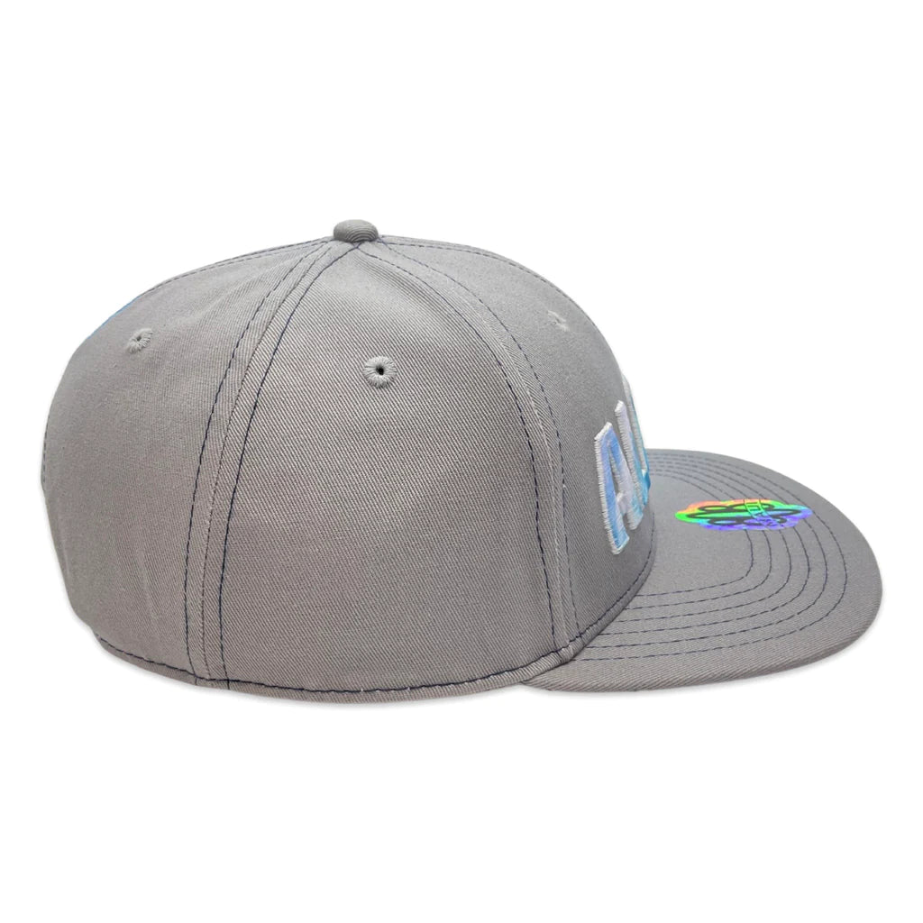 Pop-Up Mākeke - 808 Clothing - Aloha 3D Sub Wave Flat Bill Hat - Light Gray - Right Side View