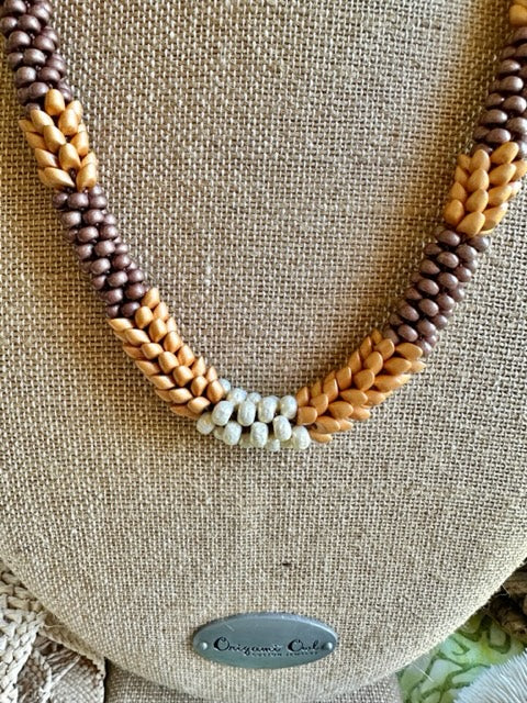 Gold & Champagne Picasso Island Style Necklace  - 27"