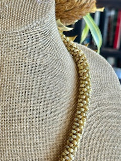 Pop-Up Mākeke - Akalei Designs - Picasso Yellow Round Beads Necklace Lei - 24" - Close Up