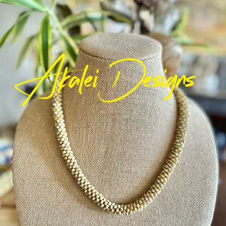 Pop-Up Mākeke - Akalei Designs - Picasso Yellow Round Beads Necklace Lei - 24" - With Logo