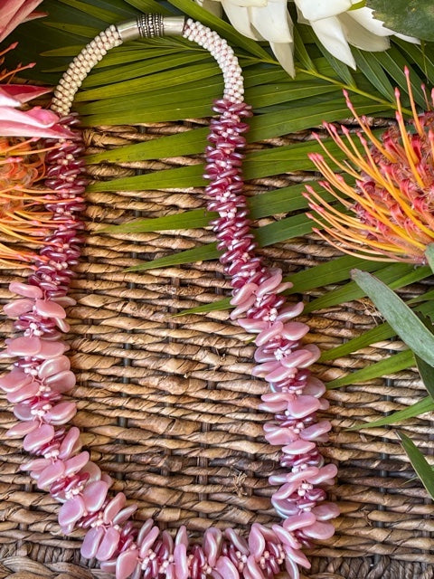 Pop-Up Mākeke - Akalei Designs - Pink Ginger Lei - Rose Petal - Front View