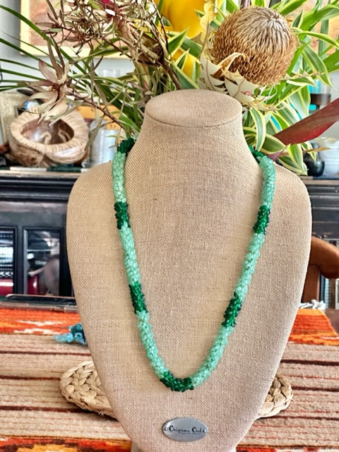 Pop-Up Mākeke - Akalei Designs - Segmented Sea Foam Green Nature's Dragon Scales Necklace - Front View