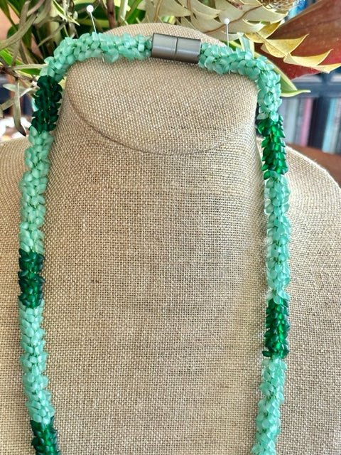Pop-Up Mākeke - Akalei Designs - Segmented Sea Foam Green Nature's Dragon Scales Necklace