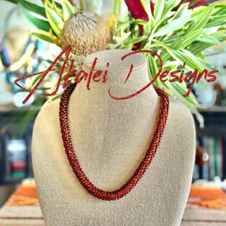 Pop-Up Mākeke - Akalei Designs - Glossy Dark Topaz Dragon Scales Necklace - With Logo