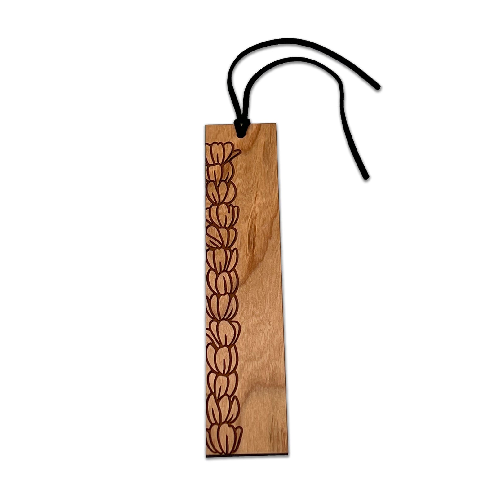 Pop-Up Mākeke - HI Darling Shop - Wood Pua Bookmark - Plumeria - Front View