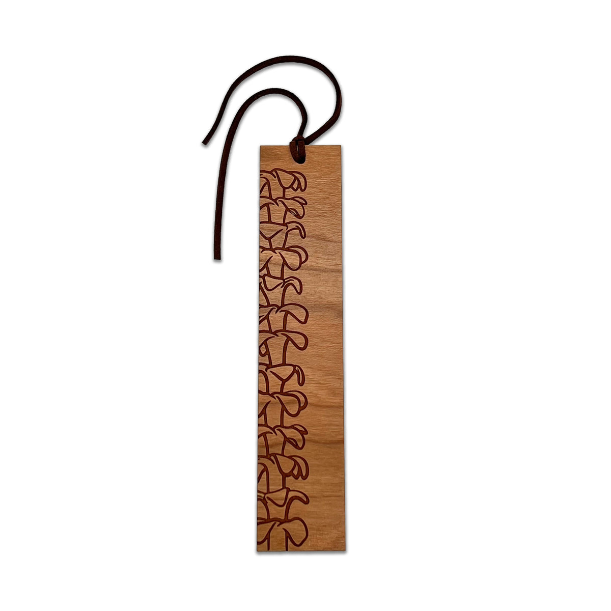 Pop-Up Mākeke - HI Darling Shop - Wood Pua Bookmark - Puakenikeni - Front View