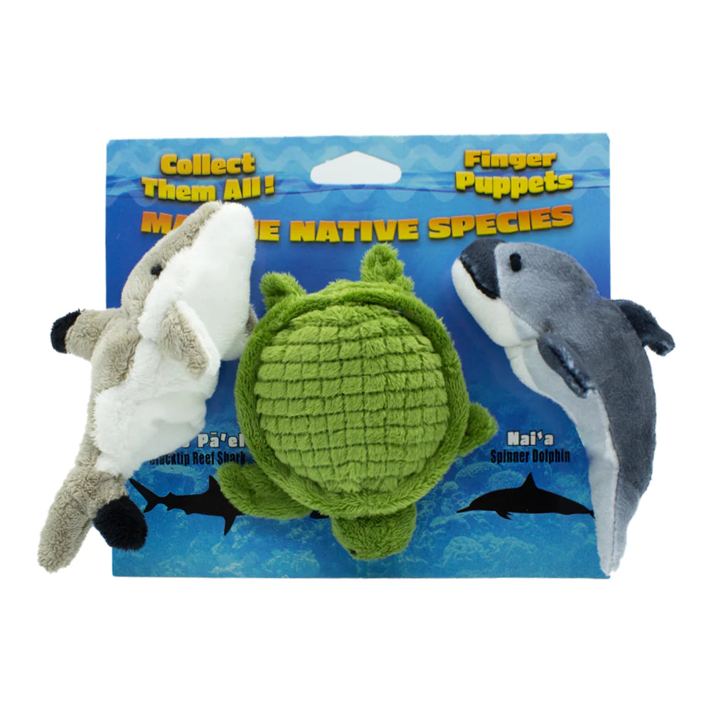 Pop-Up Mākeke - Hawaii Pacific Parks Association - Marine Native Species Plush Finger Puppets - Front View