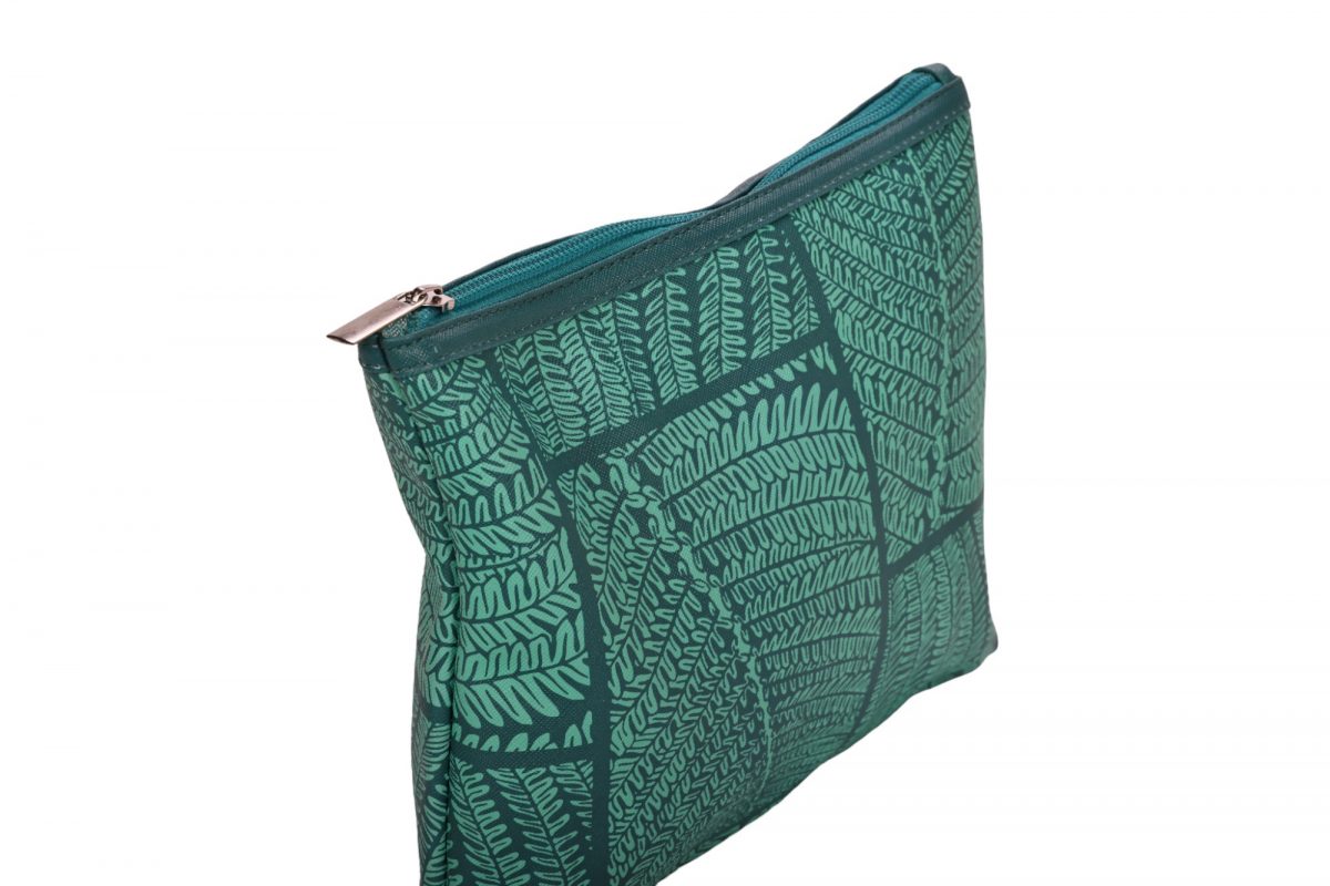 Flat Zip Pouch - Hapu'u in Florida Keys & Teal Green