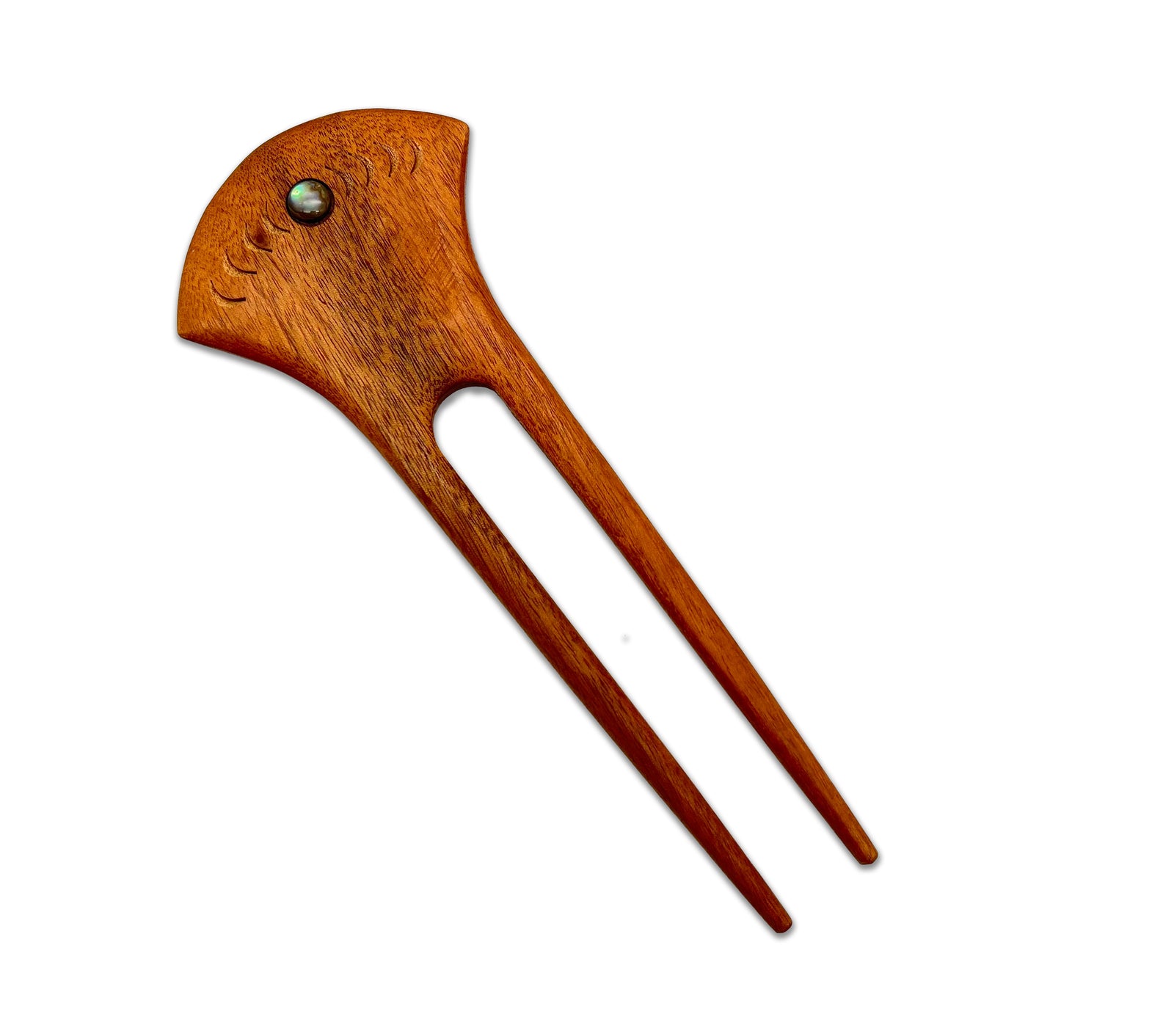 Pop-Up Mākeke - Na Maka Kahiko - Mahina & Lā Wood Hair Pick - Front View