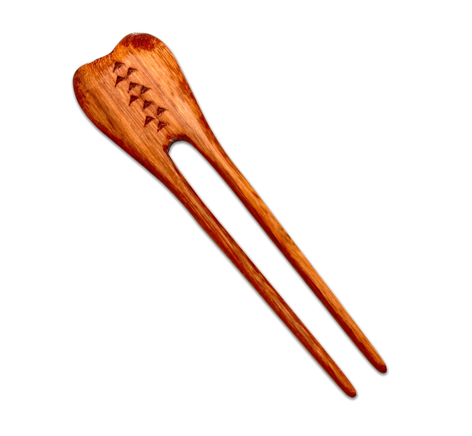 Pop-Up Mākeke - Na Maka Kahiko - Maile/Mauna Kea Wood Hair Pick - Front View