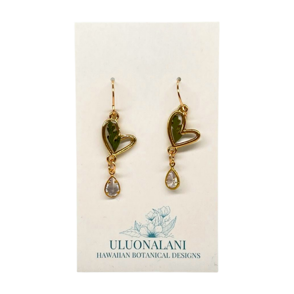 Pop-Up Mākeke - Uluonalani Designs - Pu'uwai Dangle Earrings - Front View