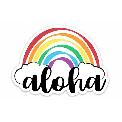 Pop-Up Mākeke - Workshop 28 HI - Aloha Rainbow Decal - Front View