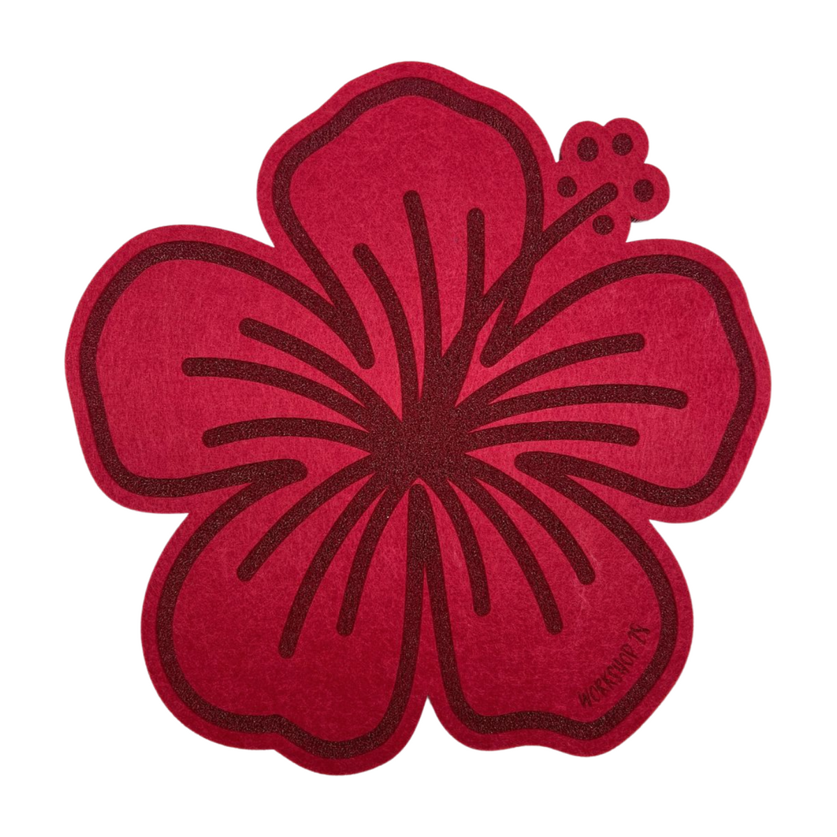 Pop-Up Mākeke - Workshop 28 HI - Single Hibiscus Felt Coaster - Wine