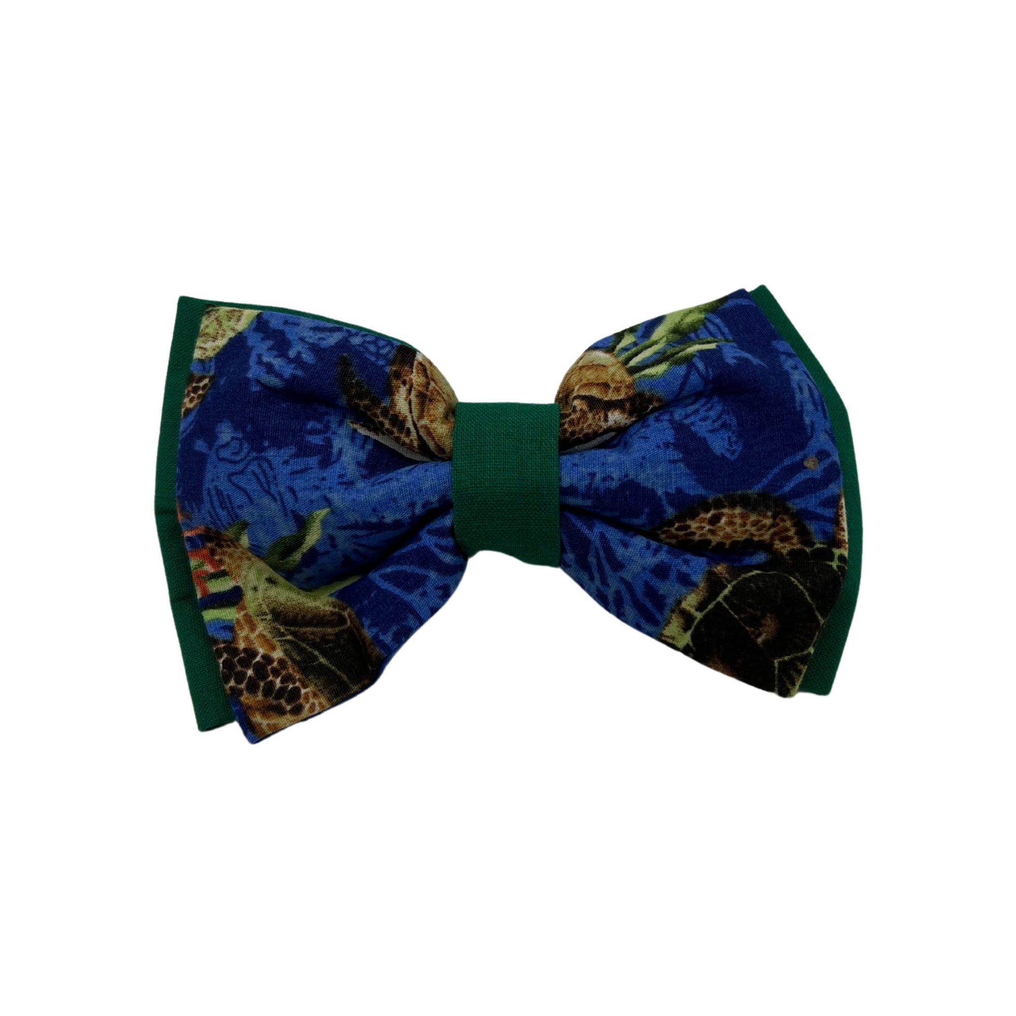 Pop-Up Mākeke - humBOWbarks Pet Wear - Medium Double Bow Tie - Honu - Front View