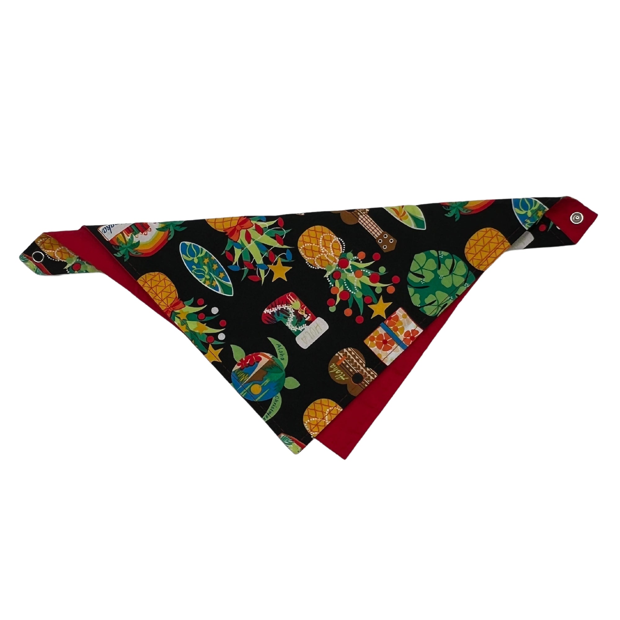 Pop-Up Mākeke - humBOWbarks Pet Wear - Medium Reversible Bandana - Christmas - Front View