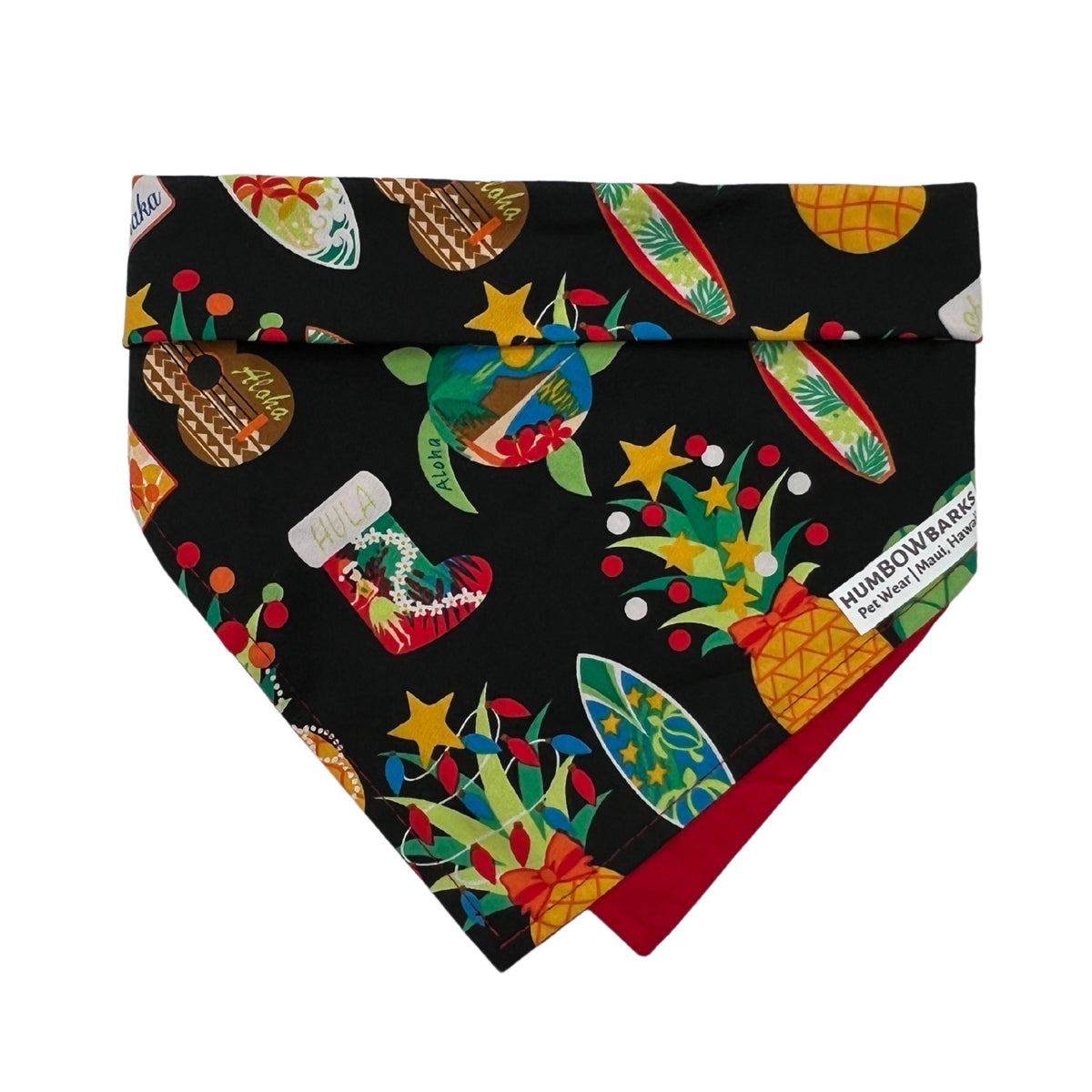 Pop-Up Mākeke - humBOWbarks Pet Wear - Medium Reversible Bandana - Christmas