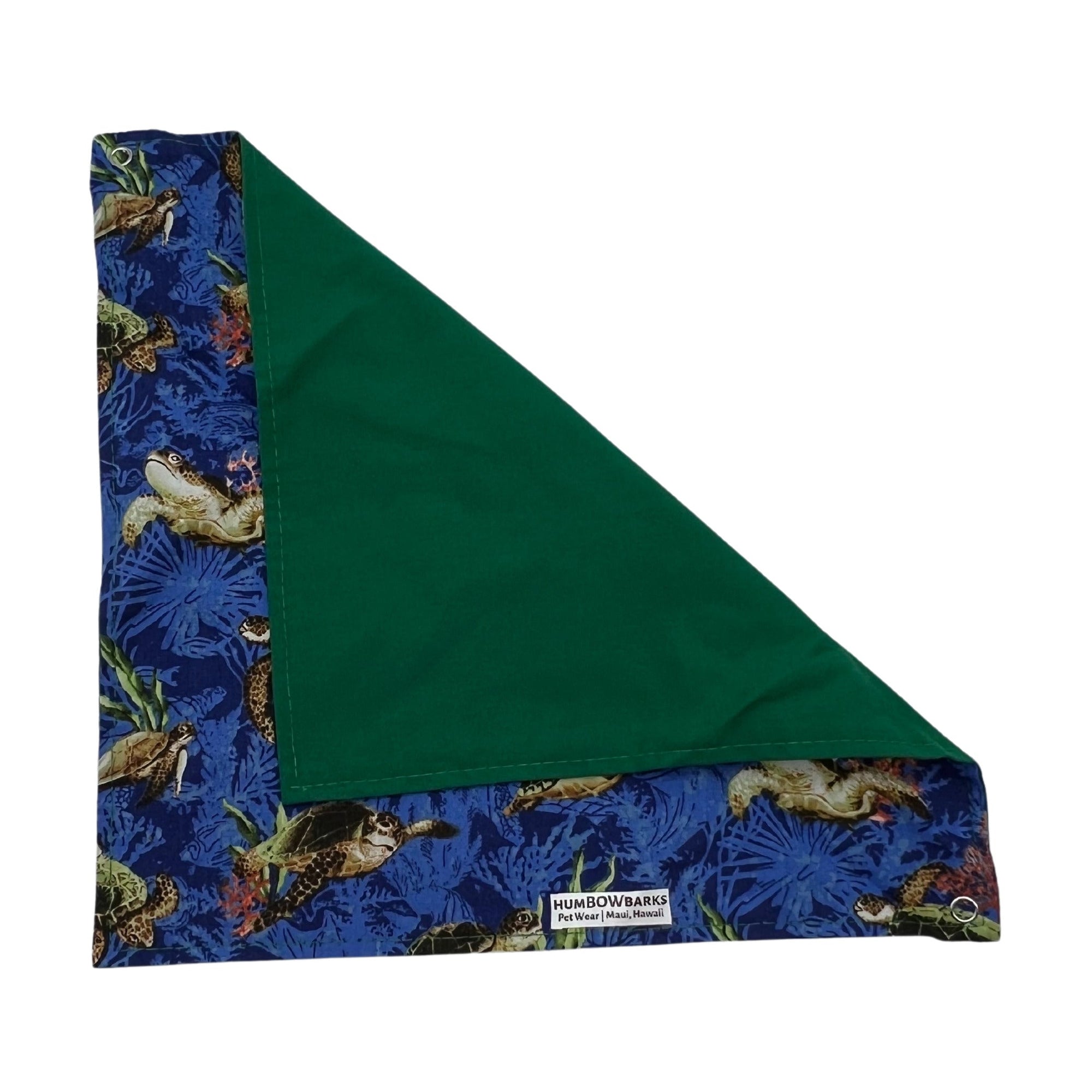 Pop-Up Mākeke - humBOWbarks Pet Wear - Medium Reversible Bandana - Honu - Folded