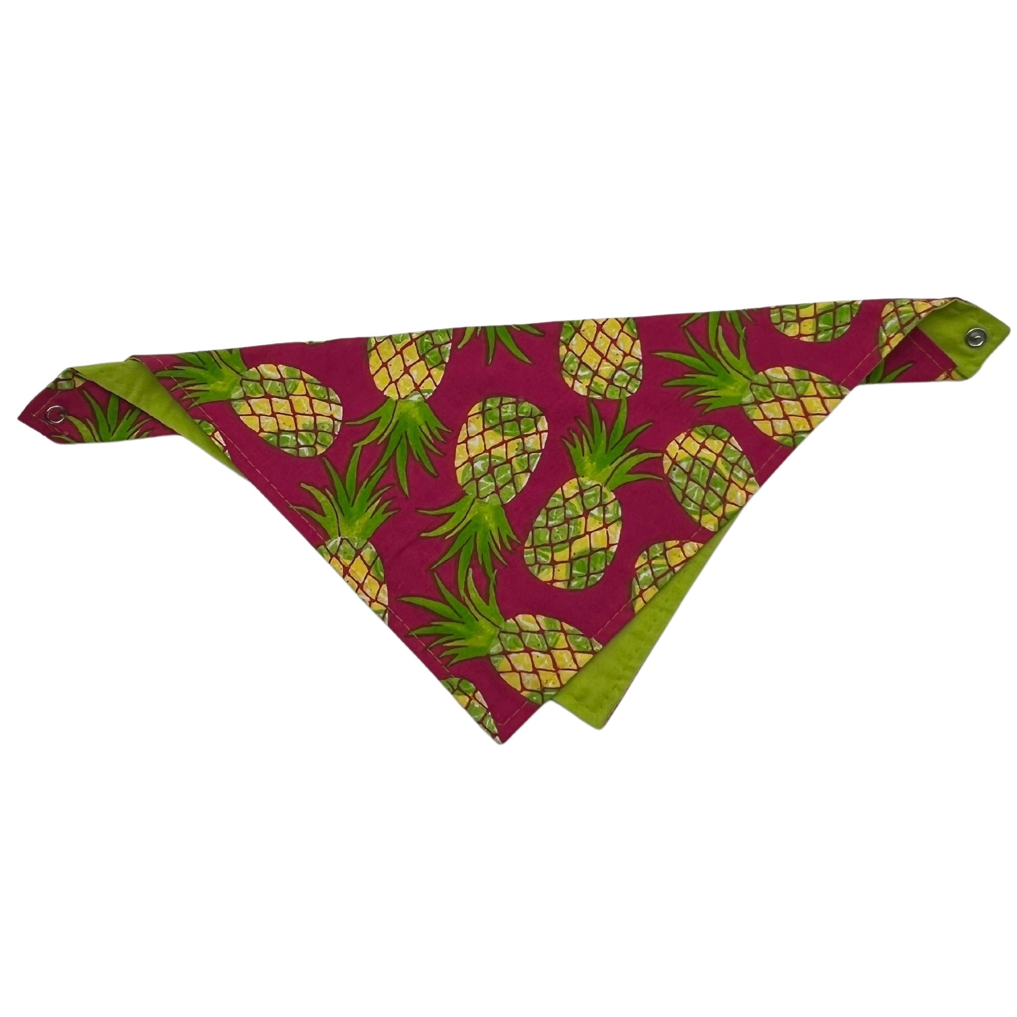 Pop-Up Mākeke - humBOWbarks Pet Wear - Medium Reversible Bandana - Pineapple - Front View