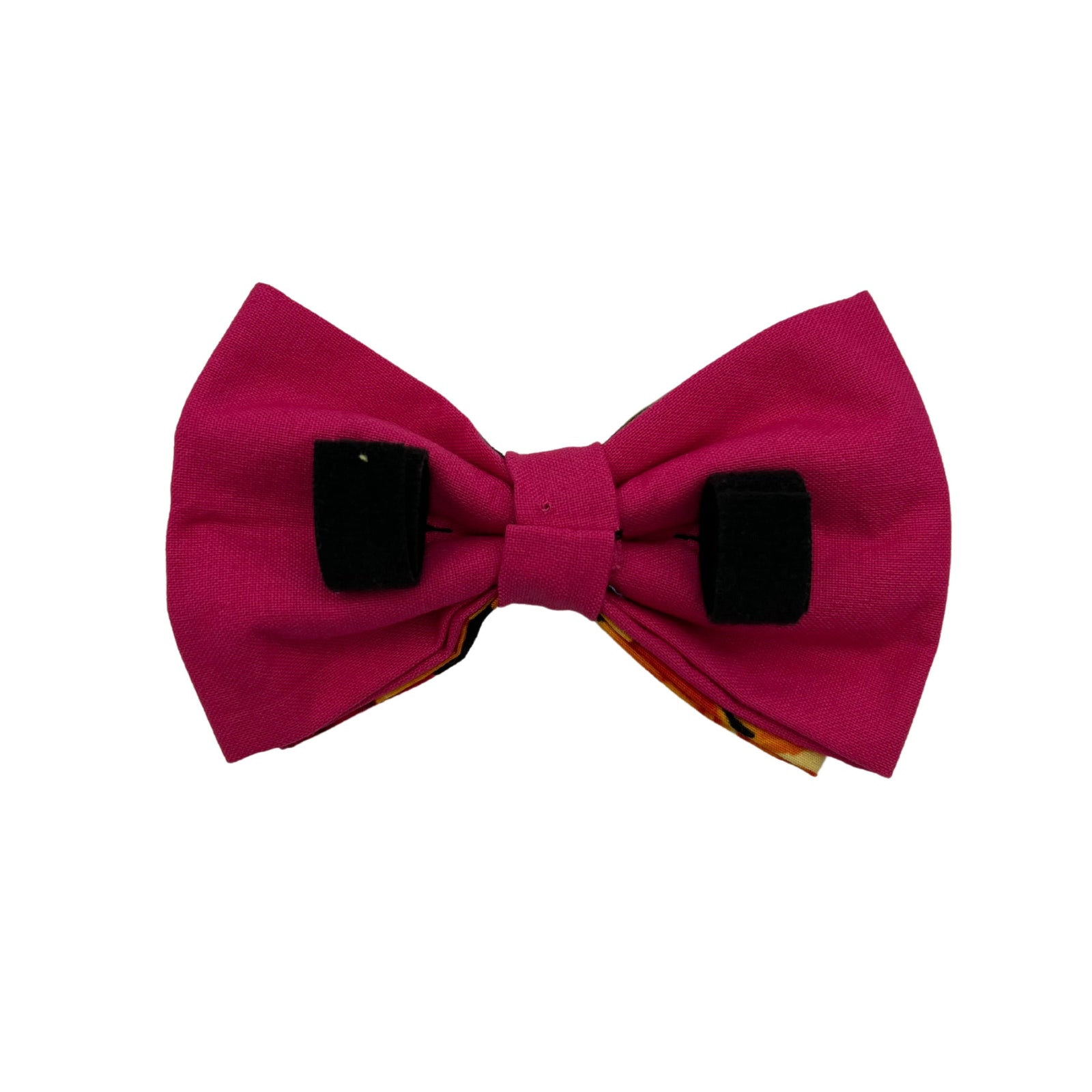 Pop-Up Mākeke - humBOWbarks Pet Wear - Small Double Bow Tie - Pink Hibiscus - Back View