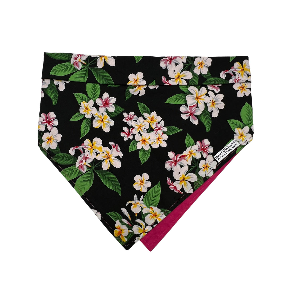 Pop-Up Mākeke - humBOWbarks Pet Wear - X-Large Reversible Bandana - Plumeria