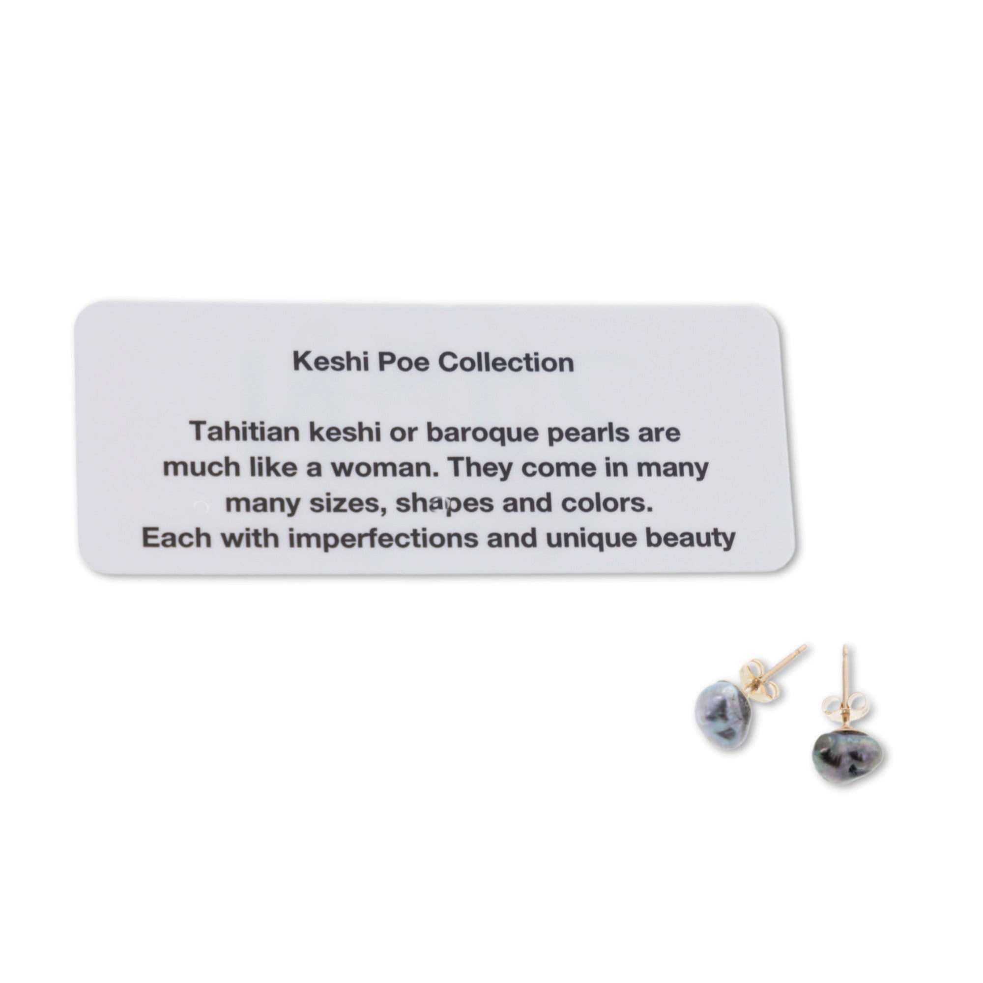 Pop-Up Mākeke - 21 Degrees North Designs - Keshi Poe Stud Earrings - ʻEleʻele - With Card