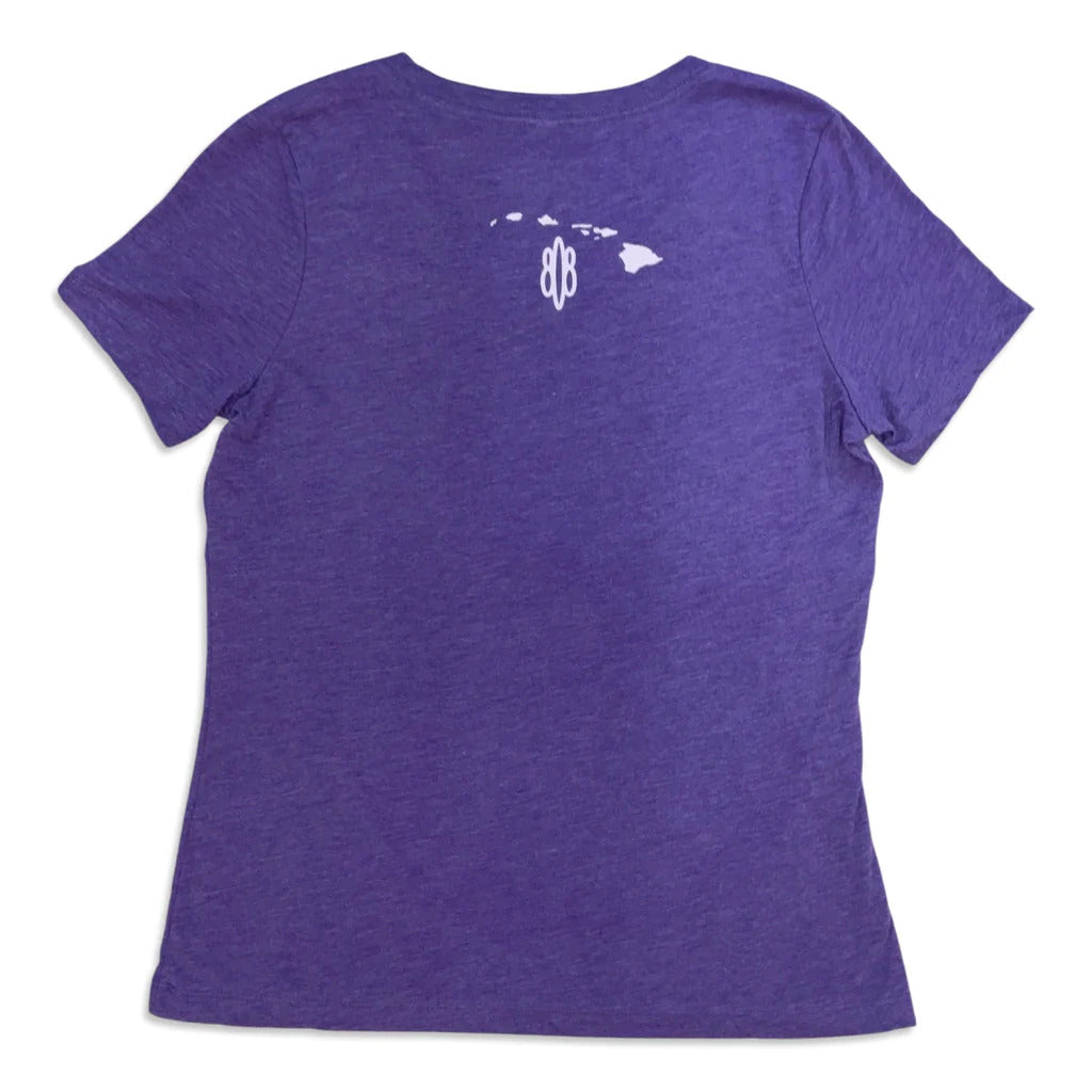 Pop-Up Mākeke - 808 Clothing - Flower Honu (Turtle) 2 Ladies V-Neck T-Shirt - Back View