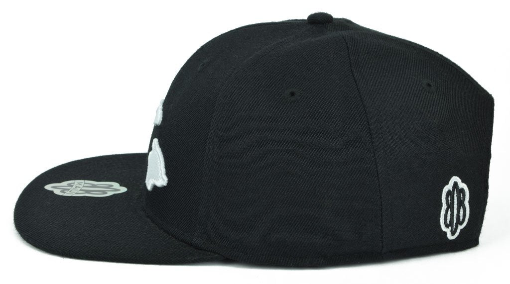 Pop-Up Mākeke - 808 Clothing - Hawaiian Islands 3D Flat Bill Hat - Black - Left Side View