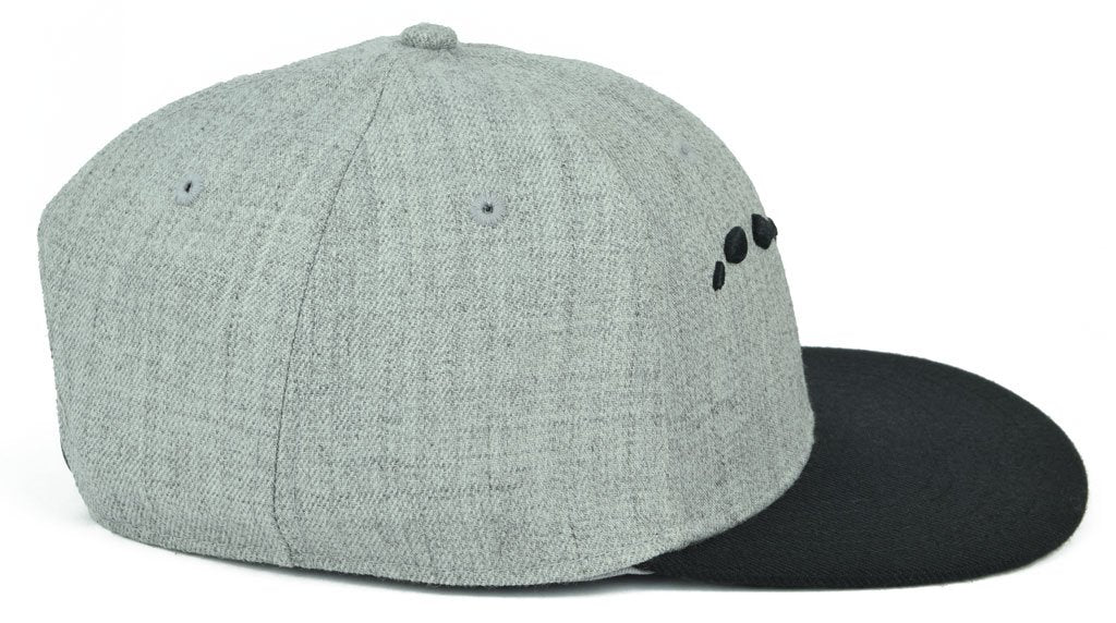 Pop-Up Mākeke - 808 Clothing - Hawaiian Islands 3D Flat Bill Hat - Heather Gray & Black - Right Side View